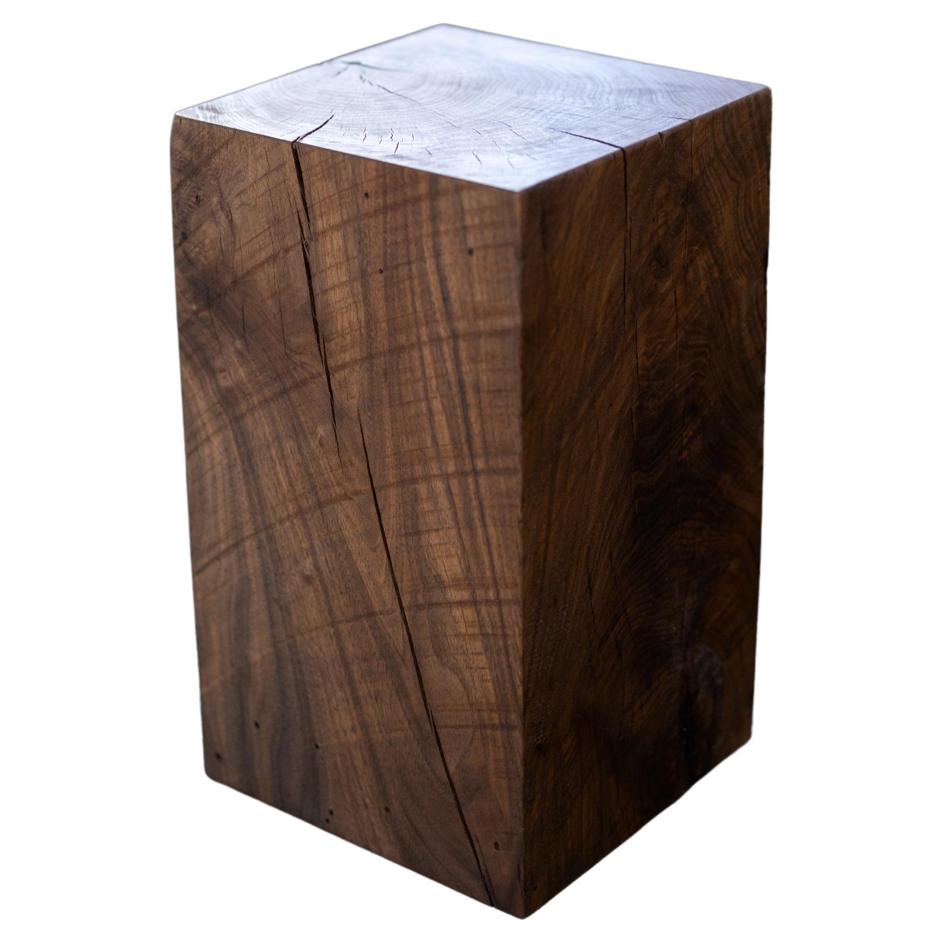 Walnut Solid Wood Cube Side Table (12" x 12" x 20" H) by Alabama Sawyer