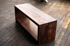 Walnut Solid Wood Low Bookcase Storage with Open Back and Thick Shelves