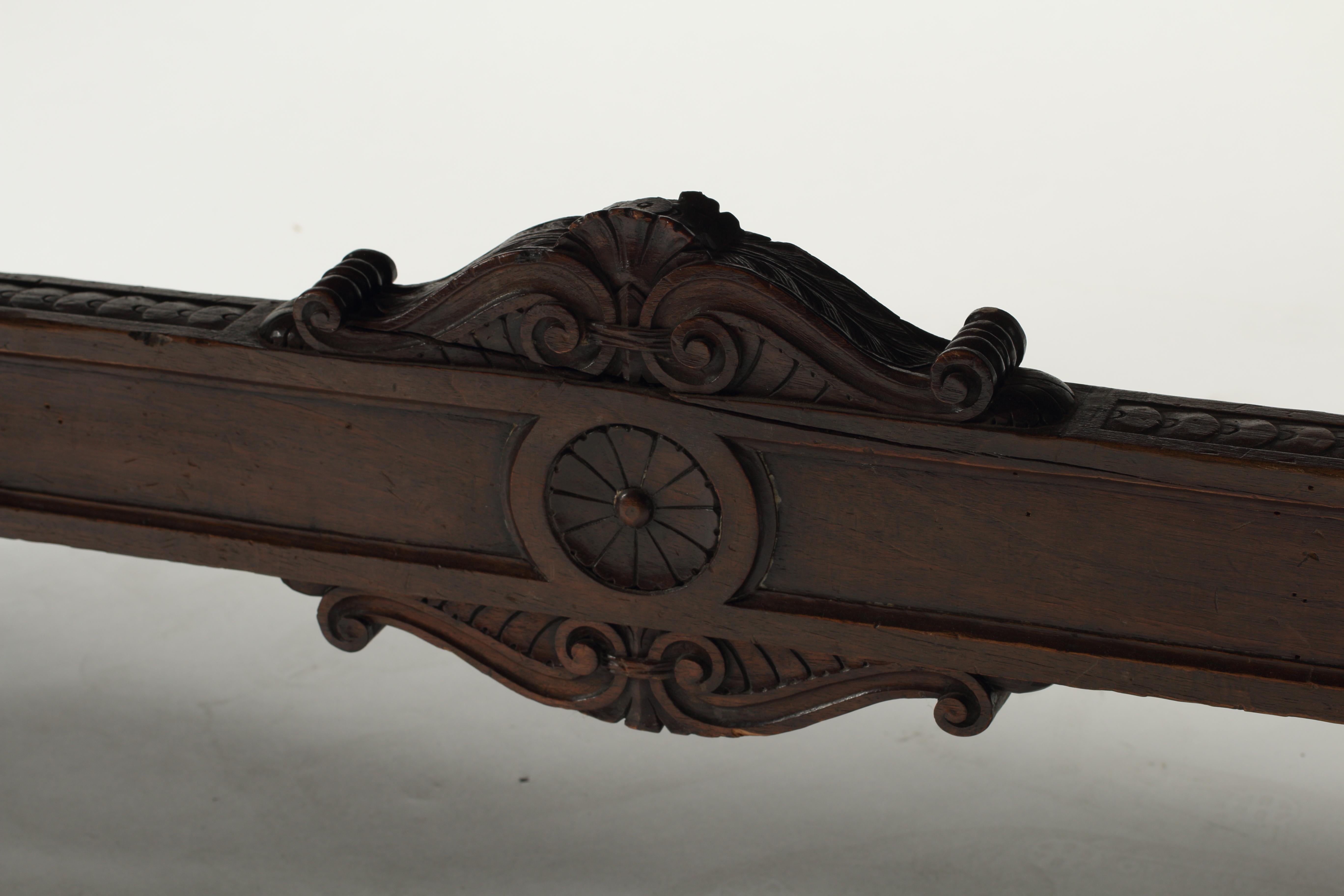 Carved Walnut Spanish Trestle Table, 18th-19th Century For Sale