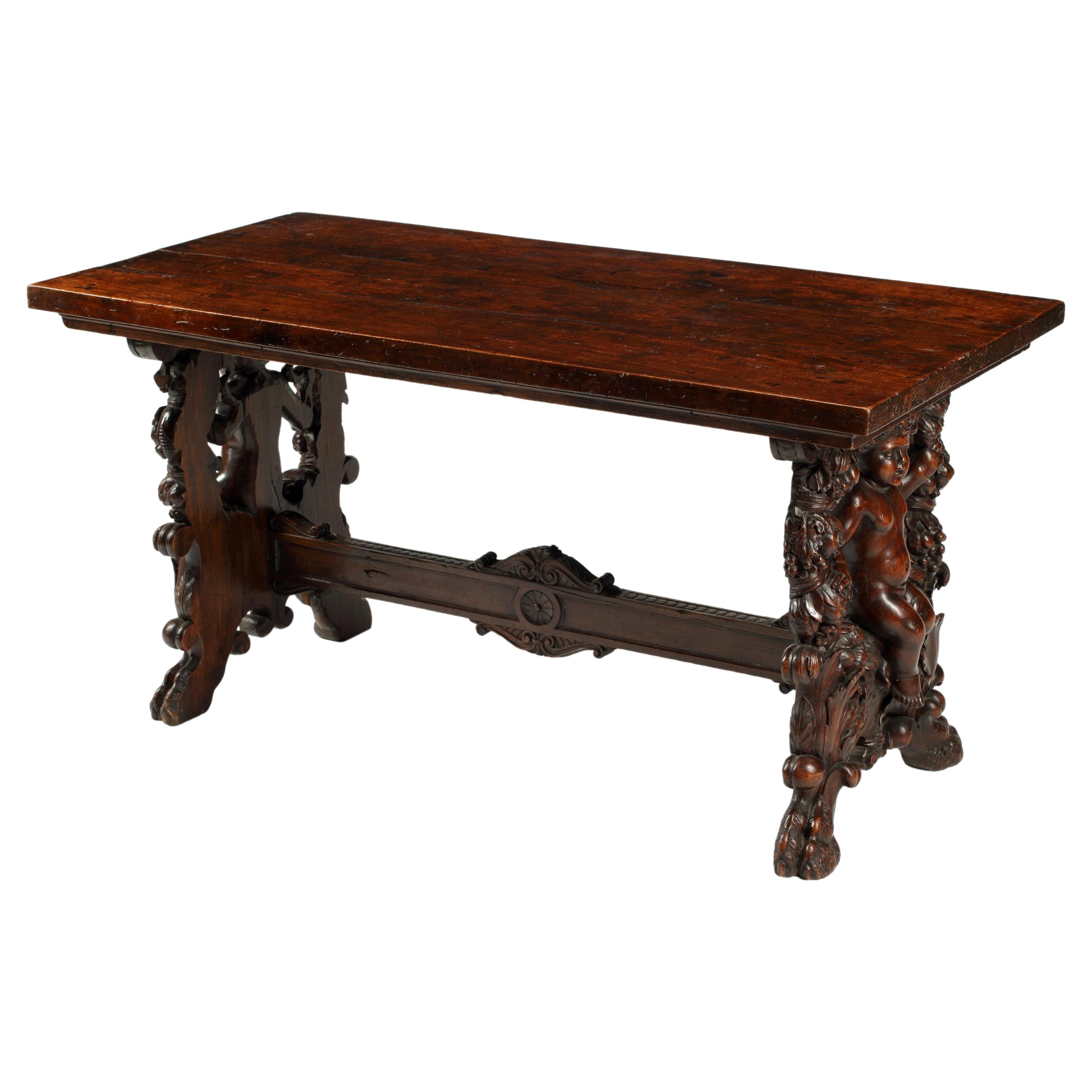 Spanischer Trestle-Tisch aus Nussbaumholz, 18.-19. Jahrhundert 