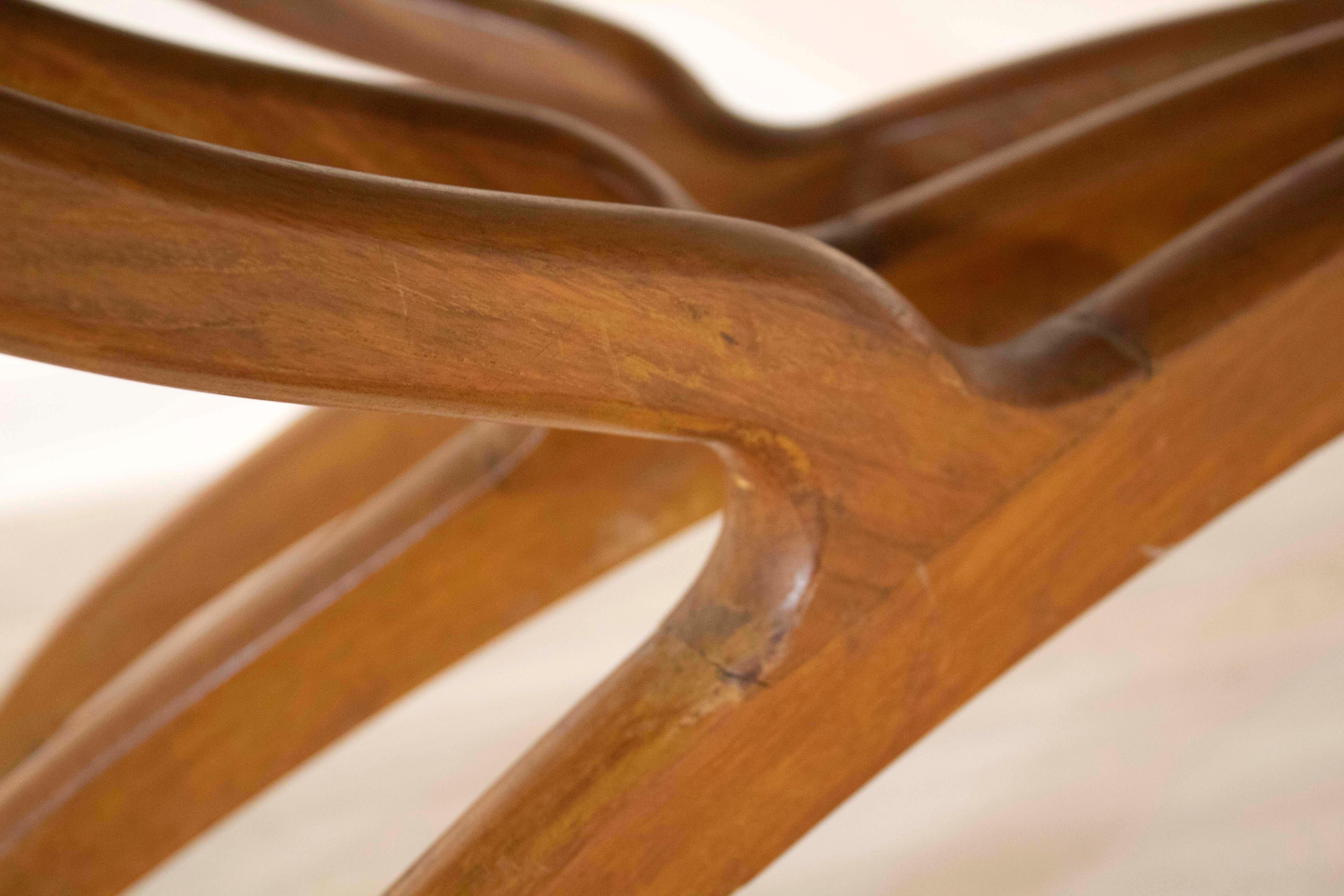 Walnut Spider Leg Coffee Table w Brass Moroccan Tray & Optional Glass Top 1