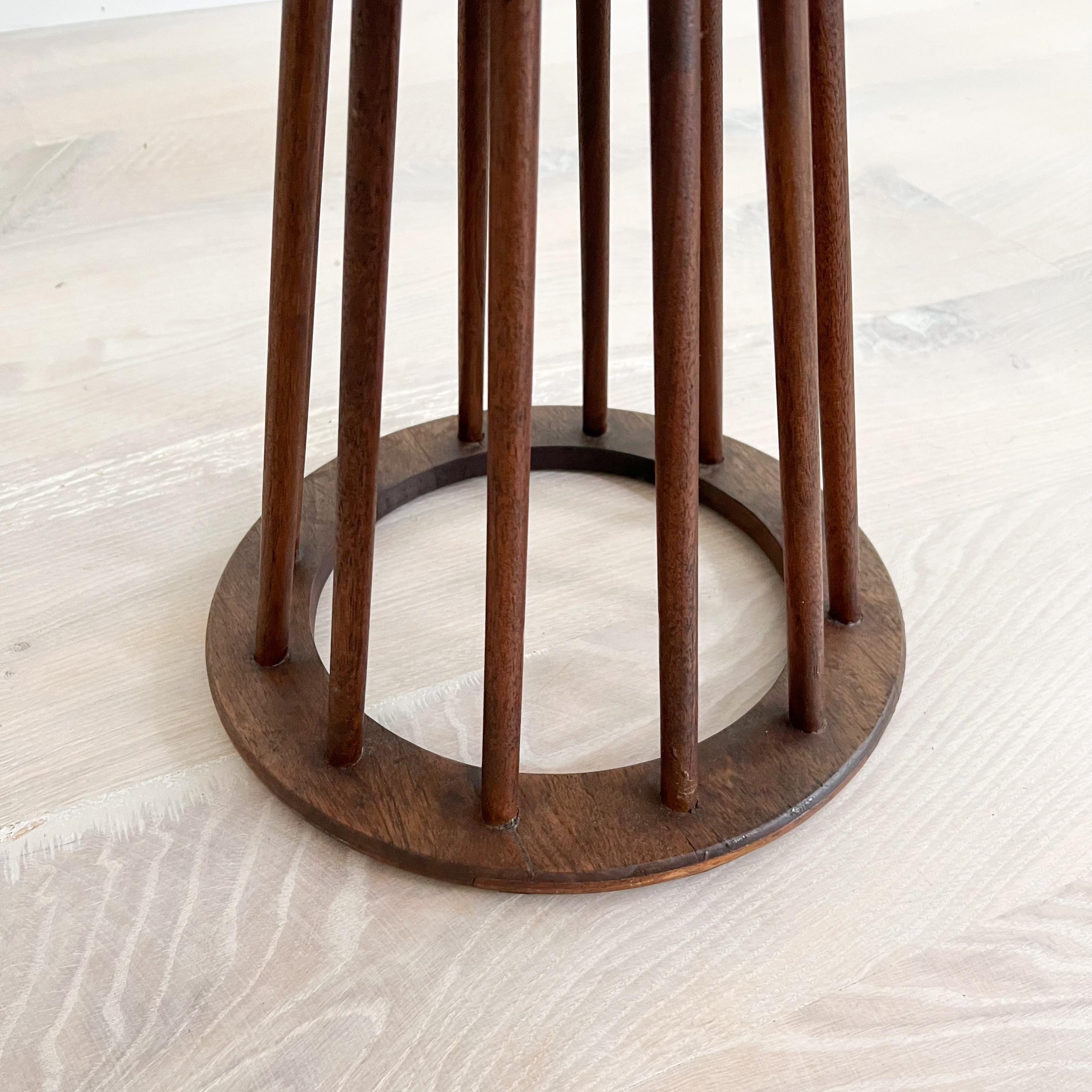 Mid-20th Century Walnut Spindle Stool by Arthur Umanoff w/ New Grey Shearling Upholstery