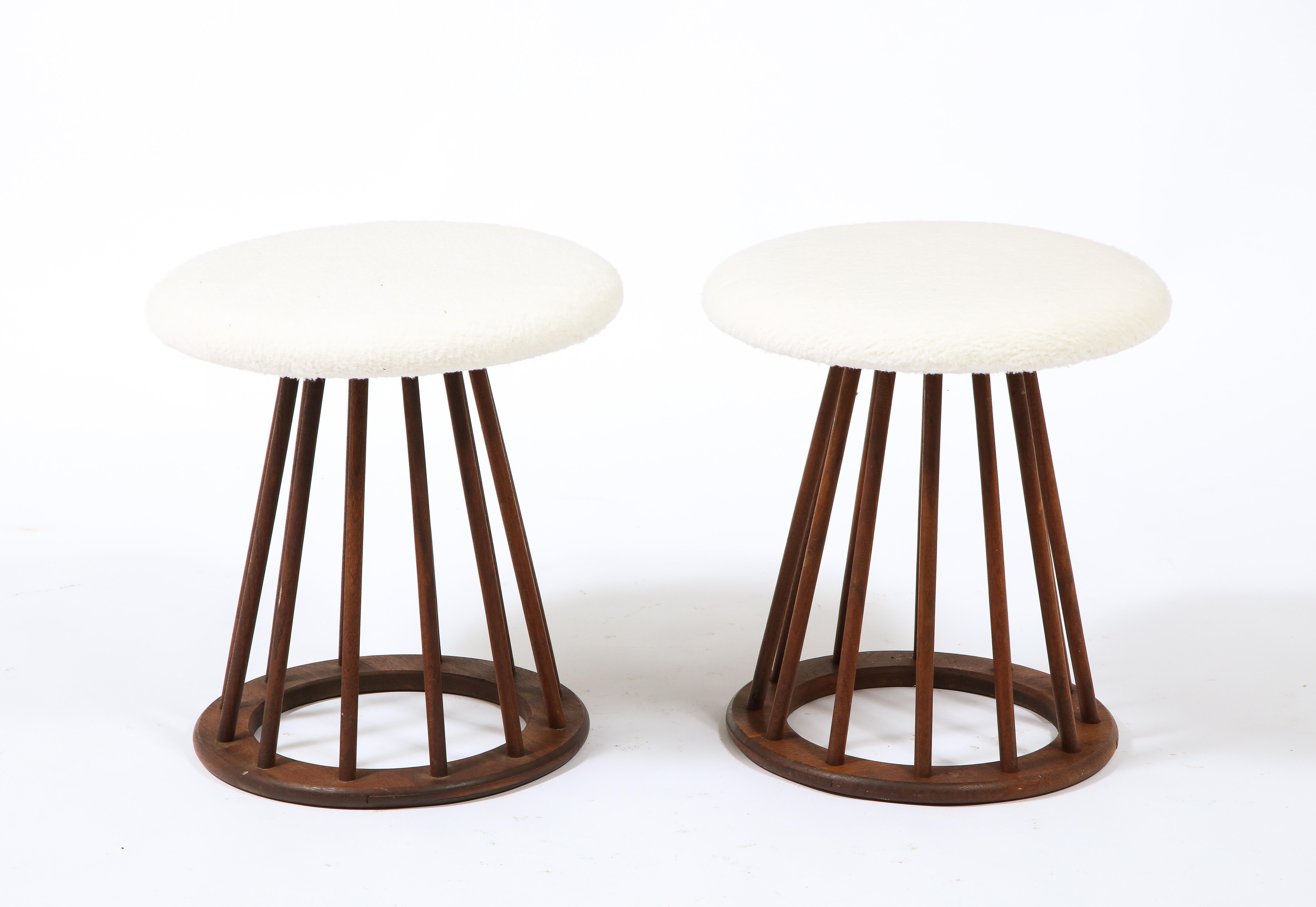 American Arthur Umanoff Walnut Spindle Stools, USA 1960's For Sale