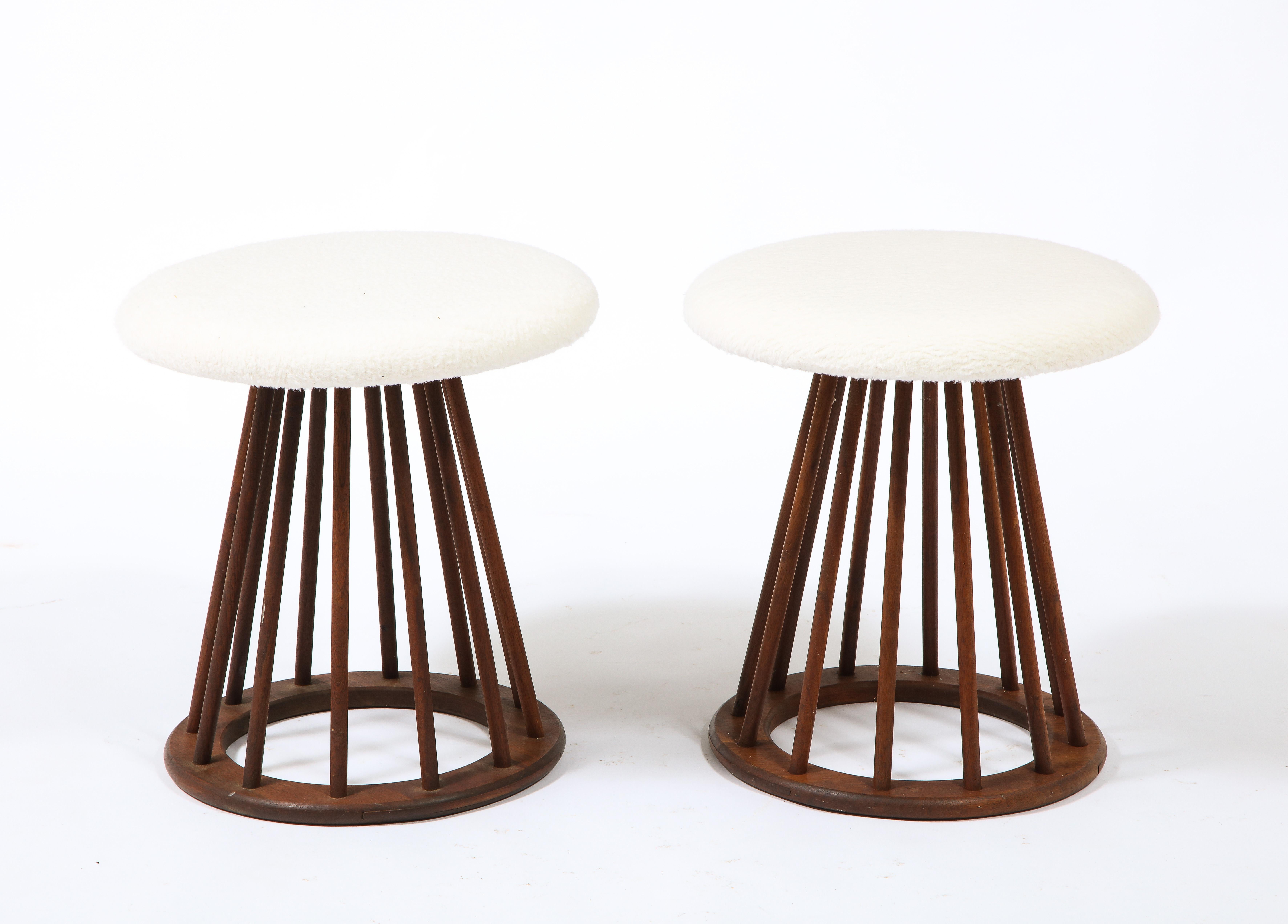Arthur Umanoff Walnut Spindle Stools, USA 1960's In Good Condition For Sale In New York, NY