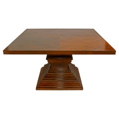 Walnut Square Dining Table with Stacked Discs