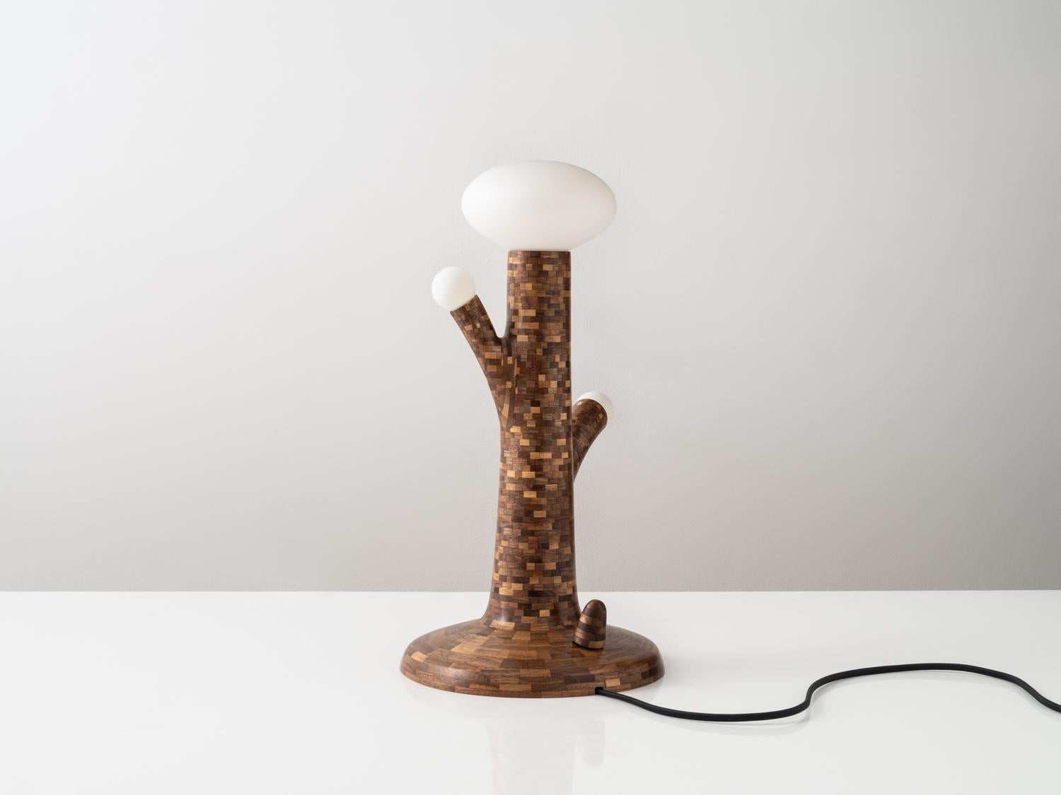 Modern Walnut STACKED Tabletop Lamp No.3, Available Now For Sale