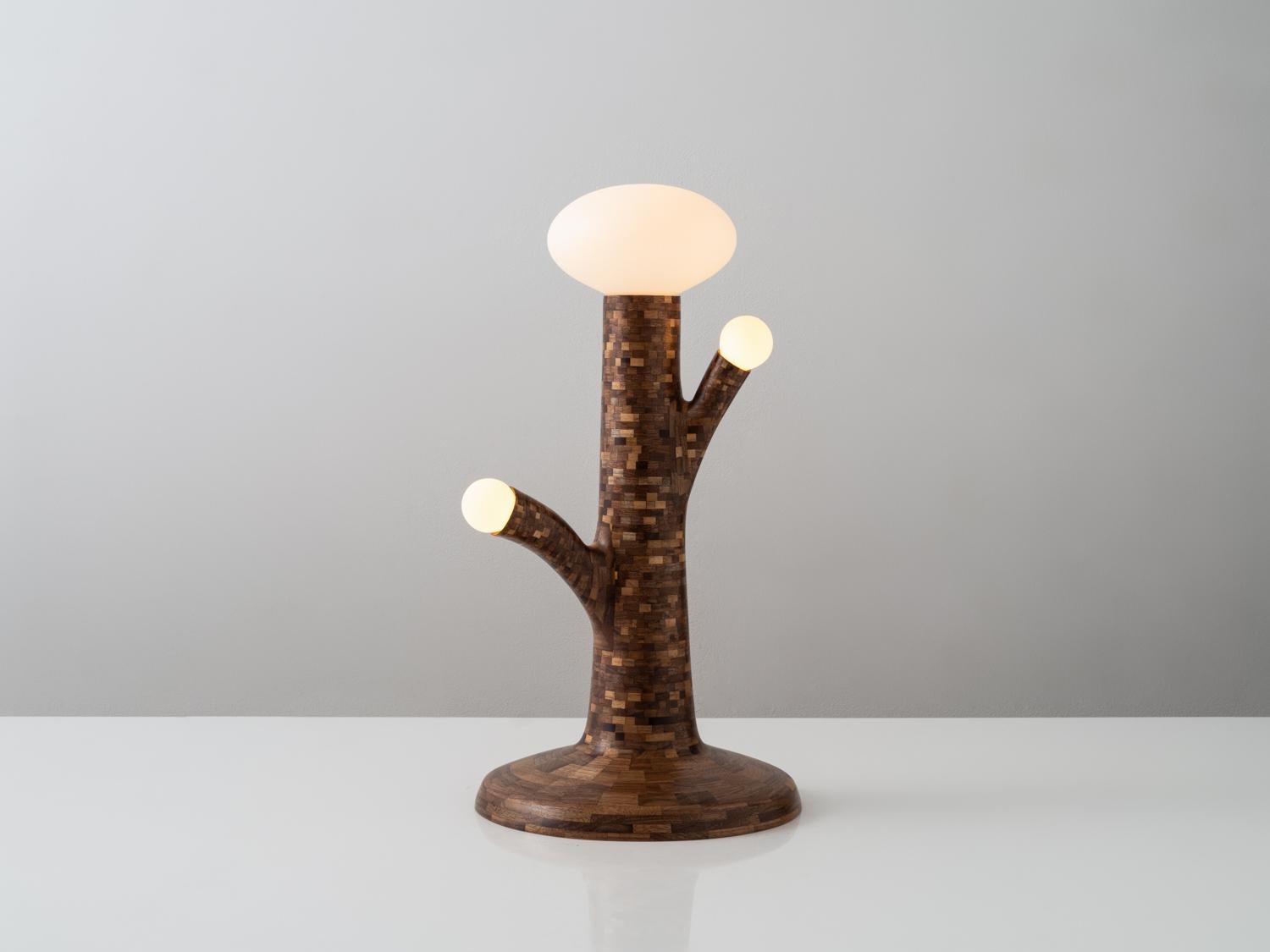 Walnut STACKED Tabletop Lamp No.3, Available Now In New Condition For Sale In Brooklyn, NY