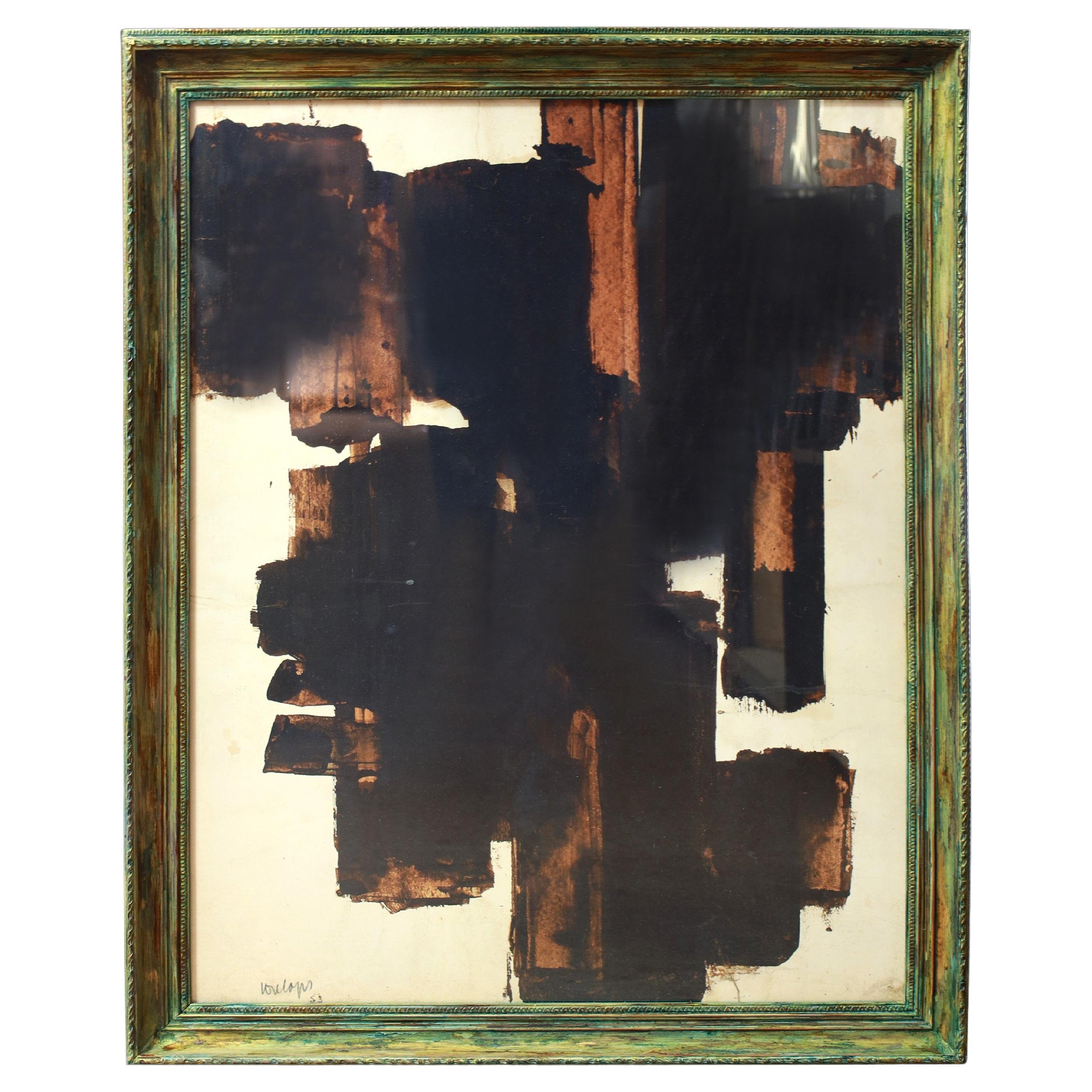 Tache de noix sur papier 1953 - Œuvre de Pierre Soulages en vente