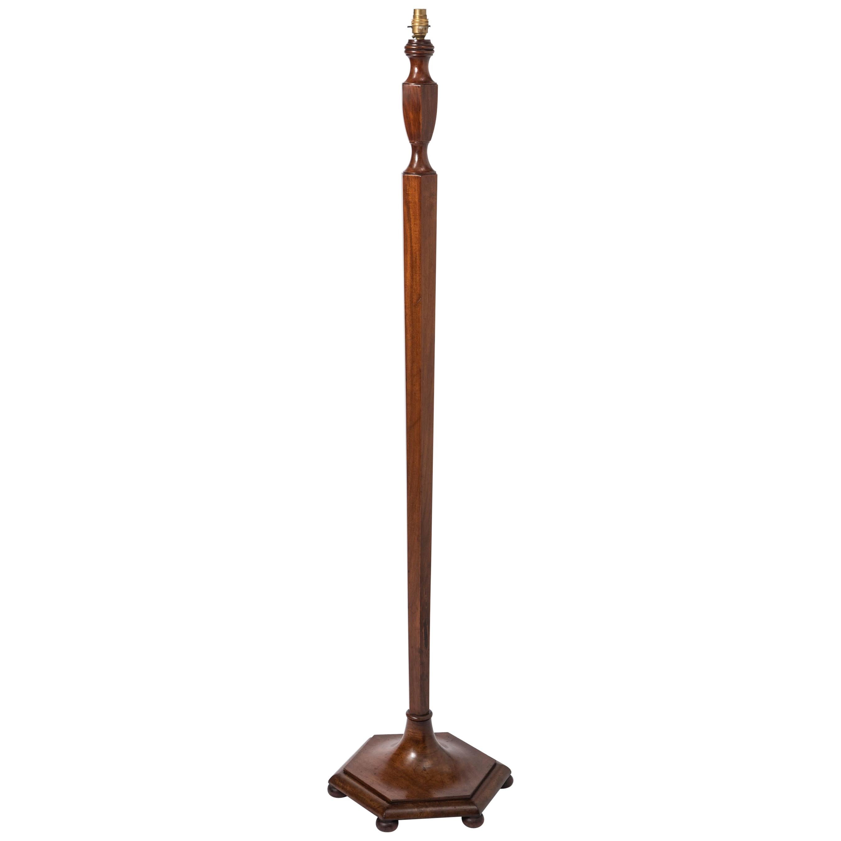  Walnut Standard Lamp by Heals, England circa 1930 For Sale