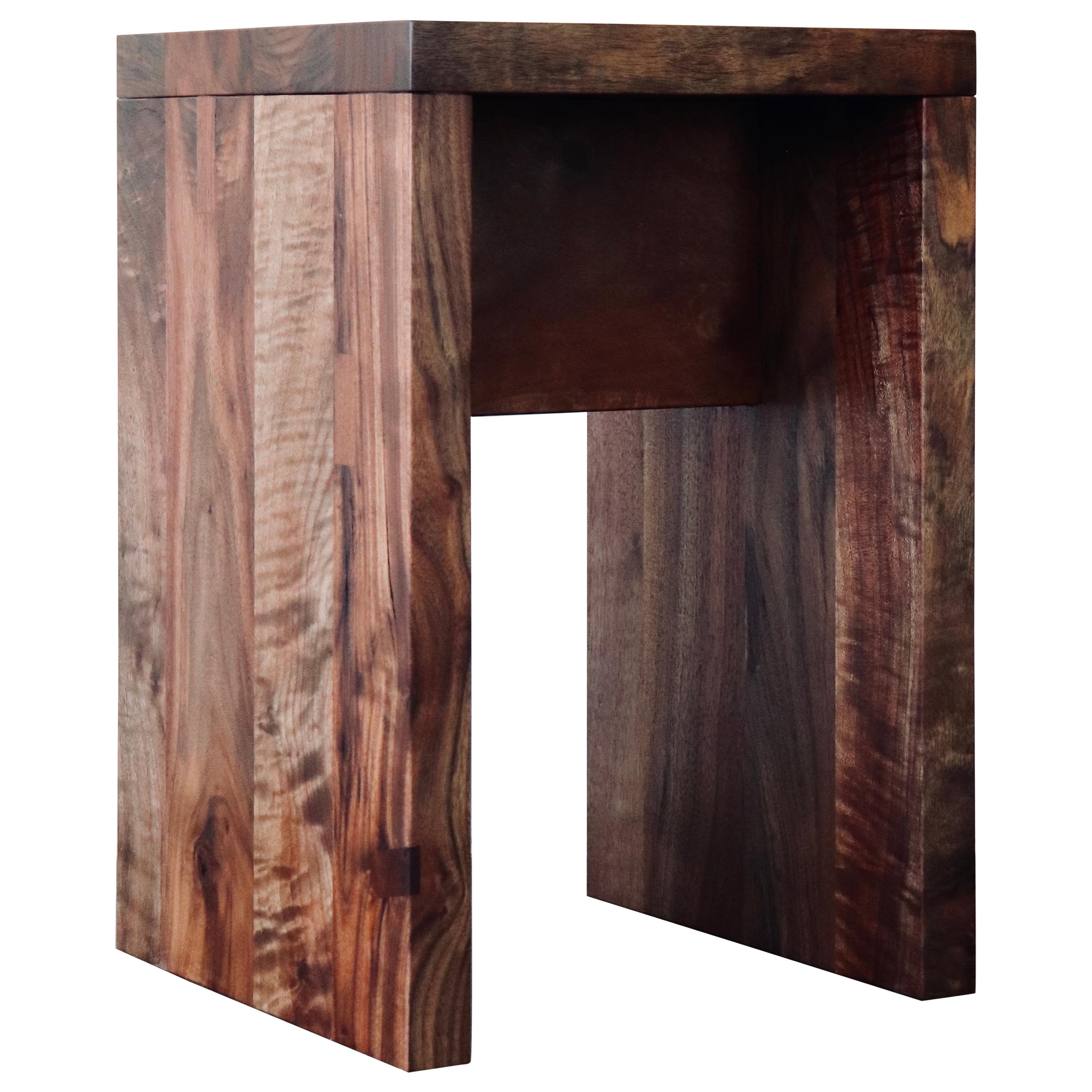 Walnut Staple Stool / Side Table For Sale