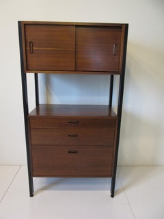 Walnut / Steel Freestanding Wall Cabinets in the Style of Cado and Nelson