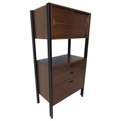 Walnut / Steel Freestanding Wall Cabinets in the Style of Cado and Nelson