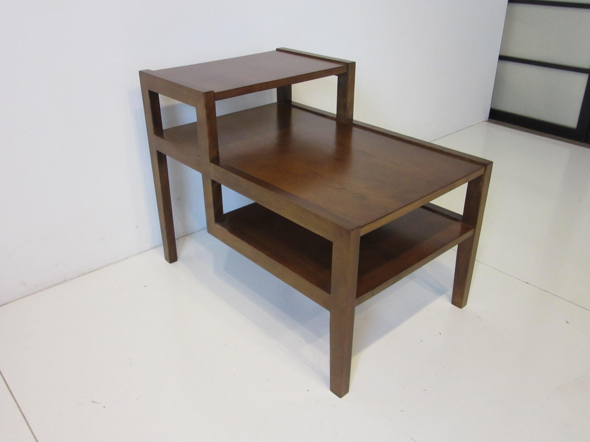 Walnut Step Side Table by Leslie Diamond for Conant Ball In Good Condition In Cincinnati, OH