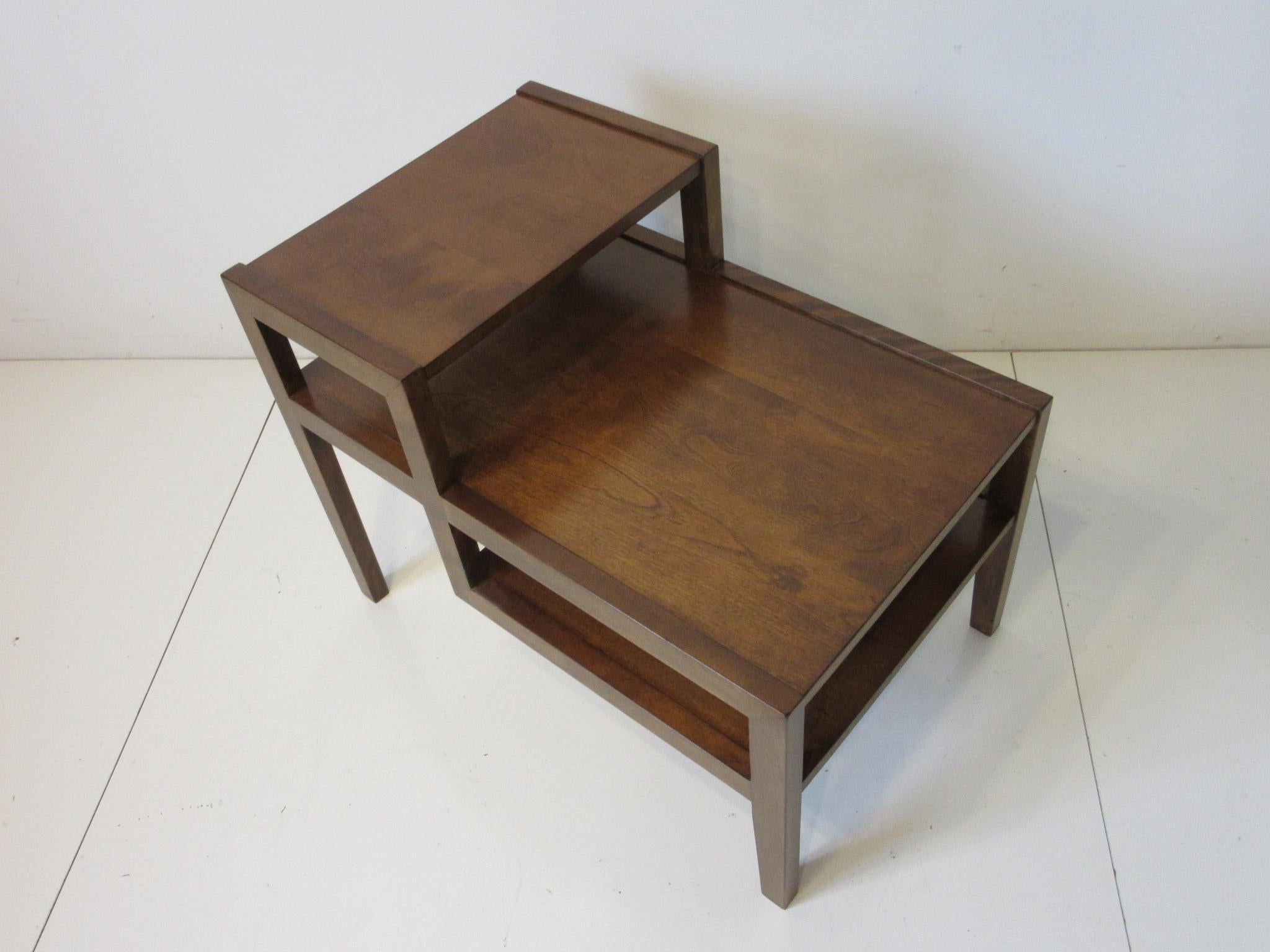 Wood Walnut Step Side Table by Leslie Diamond for Conant Ball