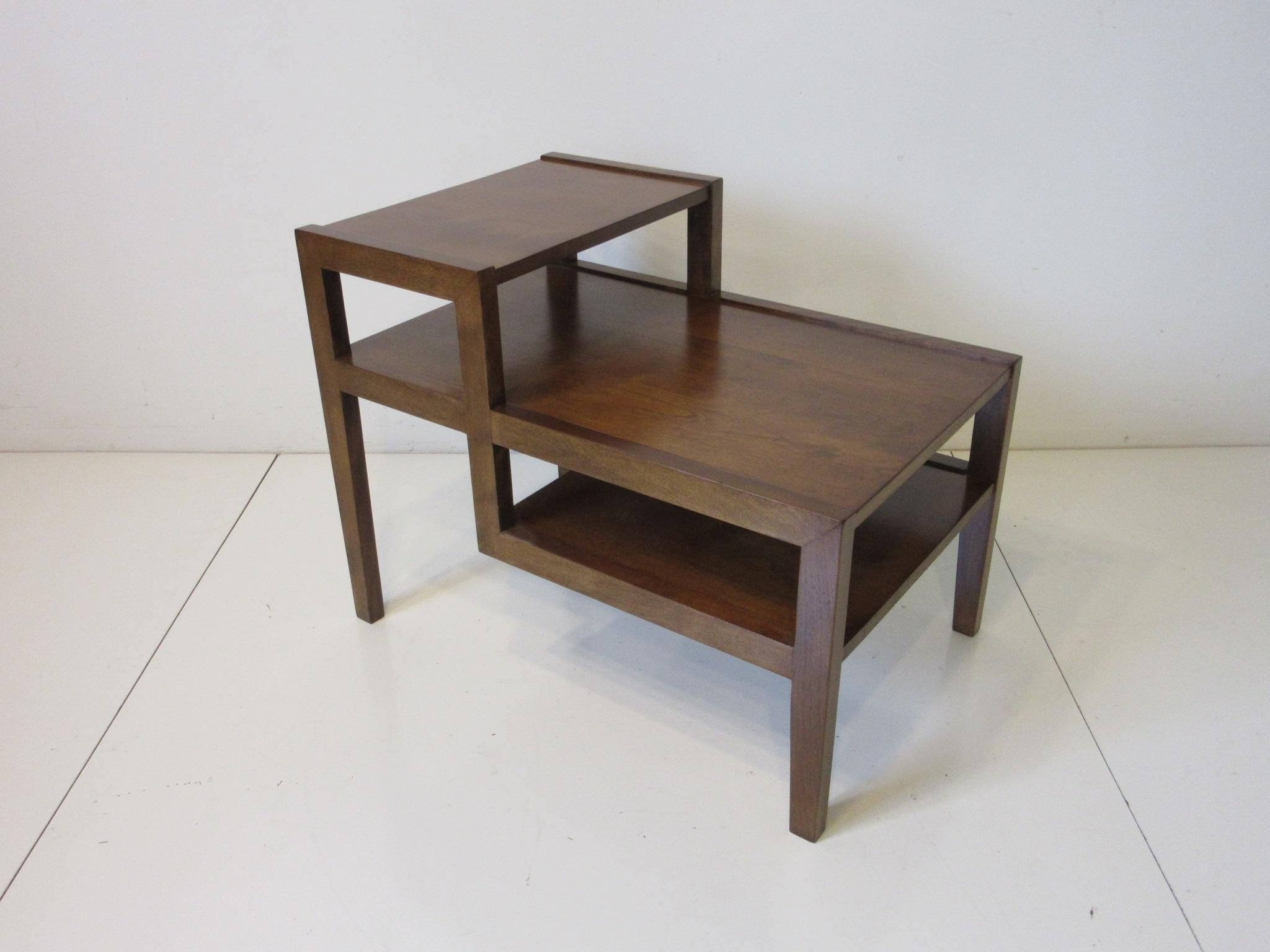 Walnut Step Side Table by Leslie Diamond for Conant Ball 1