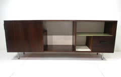 Walnut Stereo Entertainment Credenza / Cabinet in the style of George Nelson