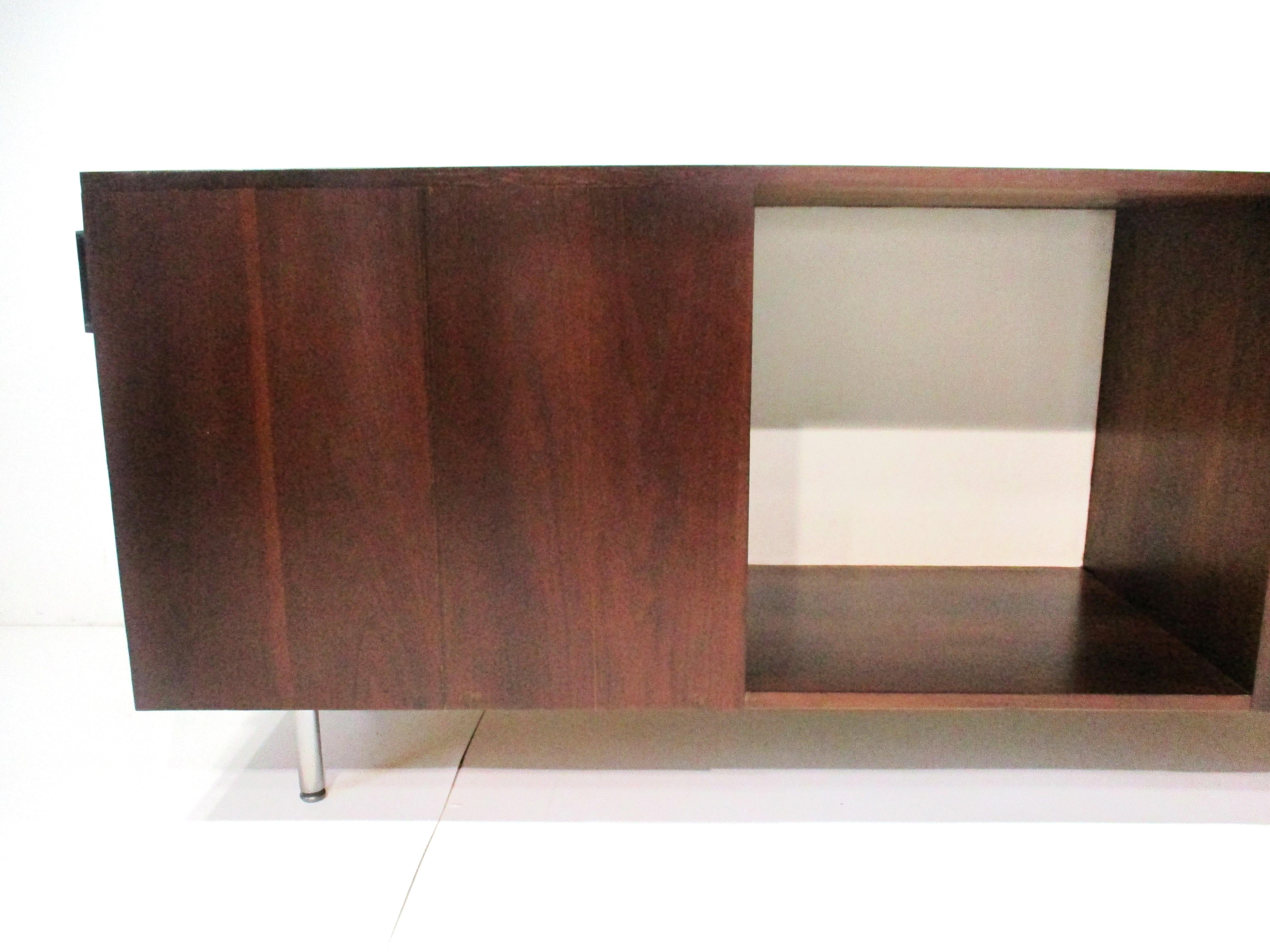 Mid-Century Modern Walnut Stereo Entertainment Credenza / Cabinet in the style of George Nelson
