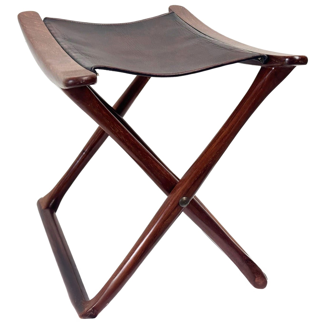 Walnut stool by Ole Wanscher For Sale