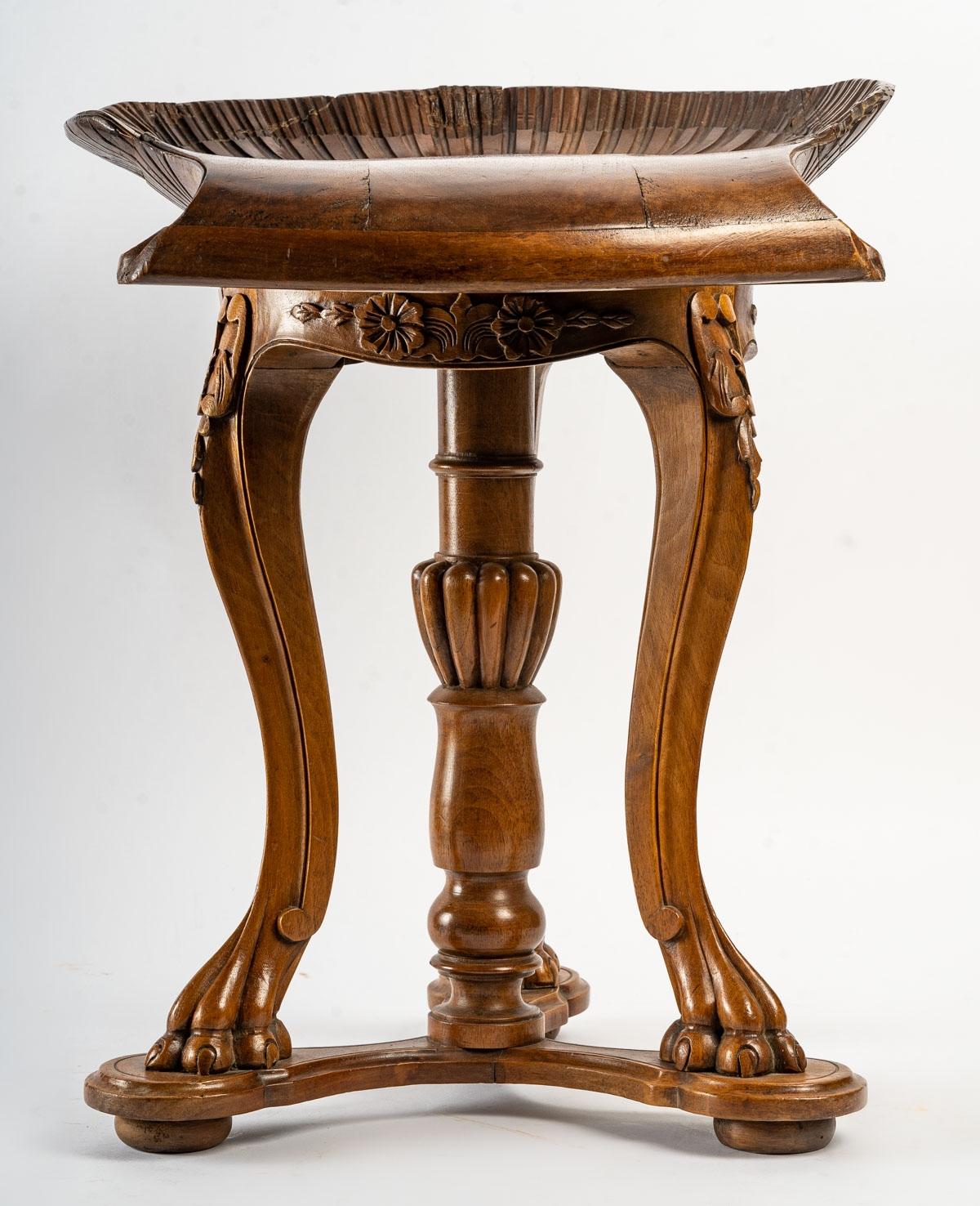 European Walnut Stool, Louis XV Style