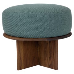 Walnut Stool/Side Table with Tall Cushion