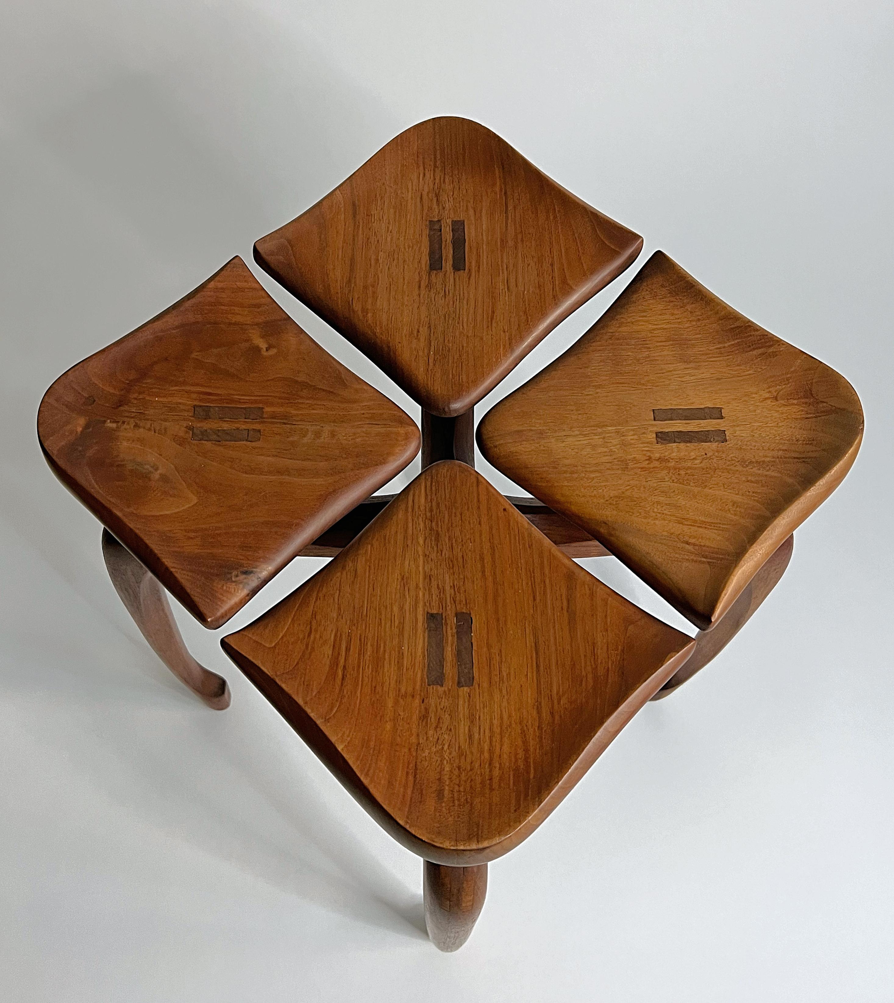 American Walnut Studio Craft End Table, 1970s, Artisan Woodworker, Signed For Sale