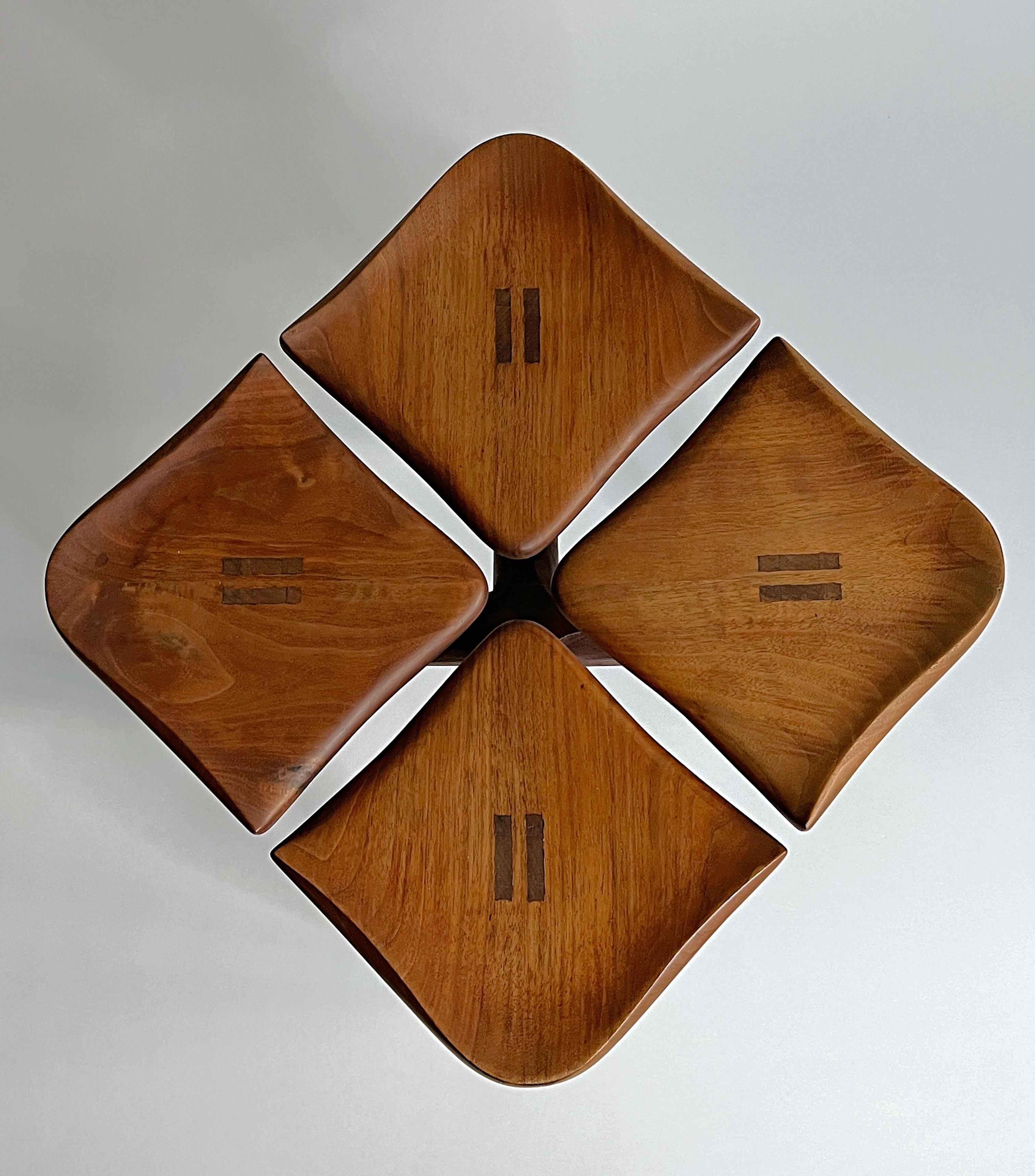 Late 20th Century Walnut Studio Craft End Table, 1970s, Artisan Woodworker, Signed For Sale