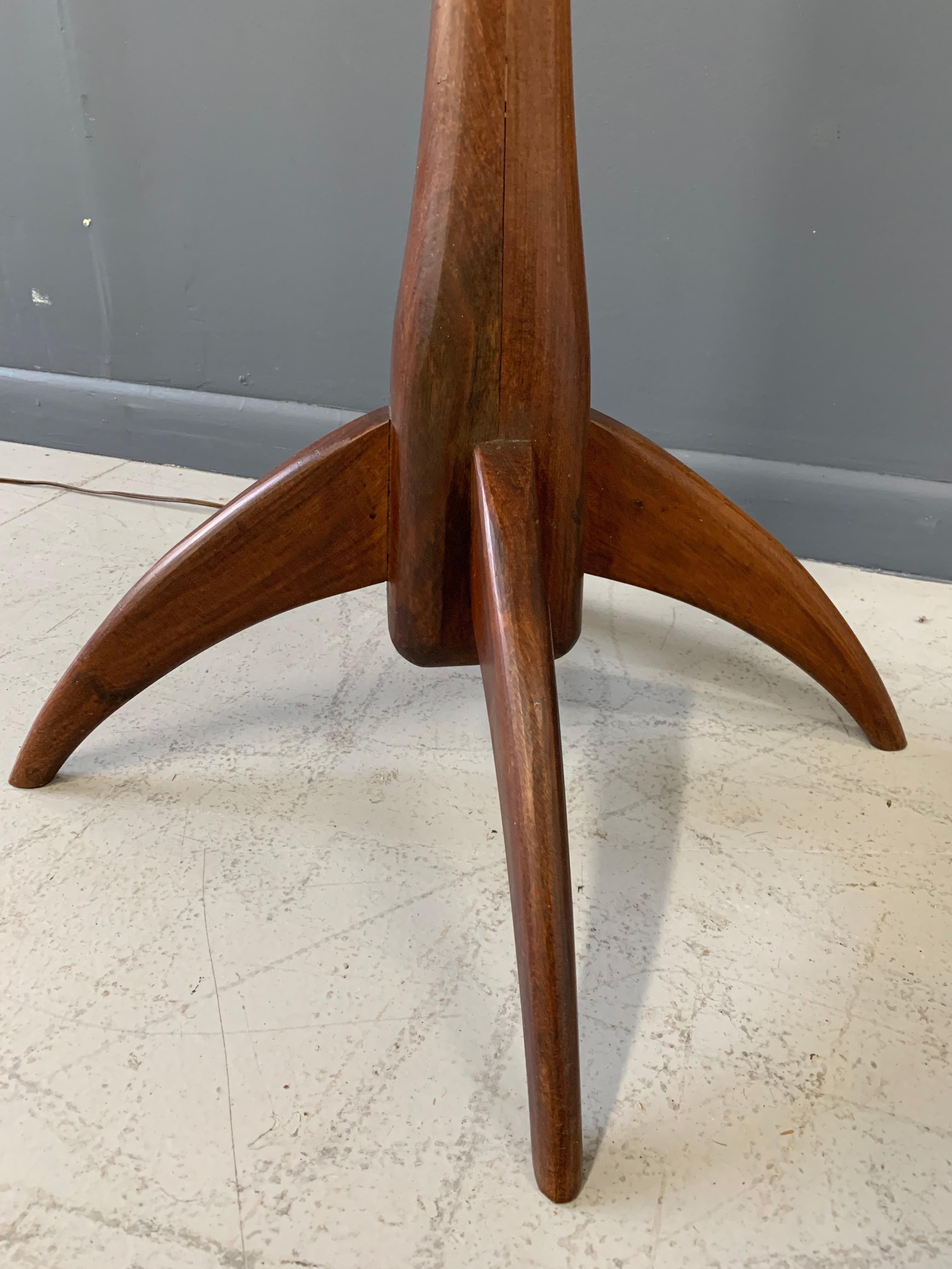 North American Walnut Studio Hand Carved Floor Lamp in The Style of Philip Lloyd Powell For Sale