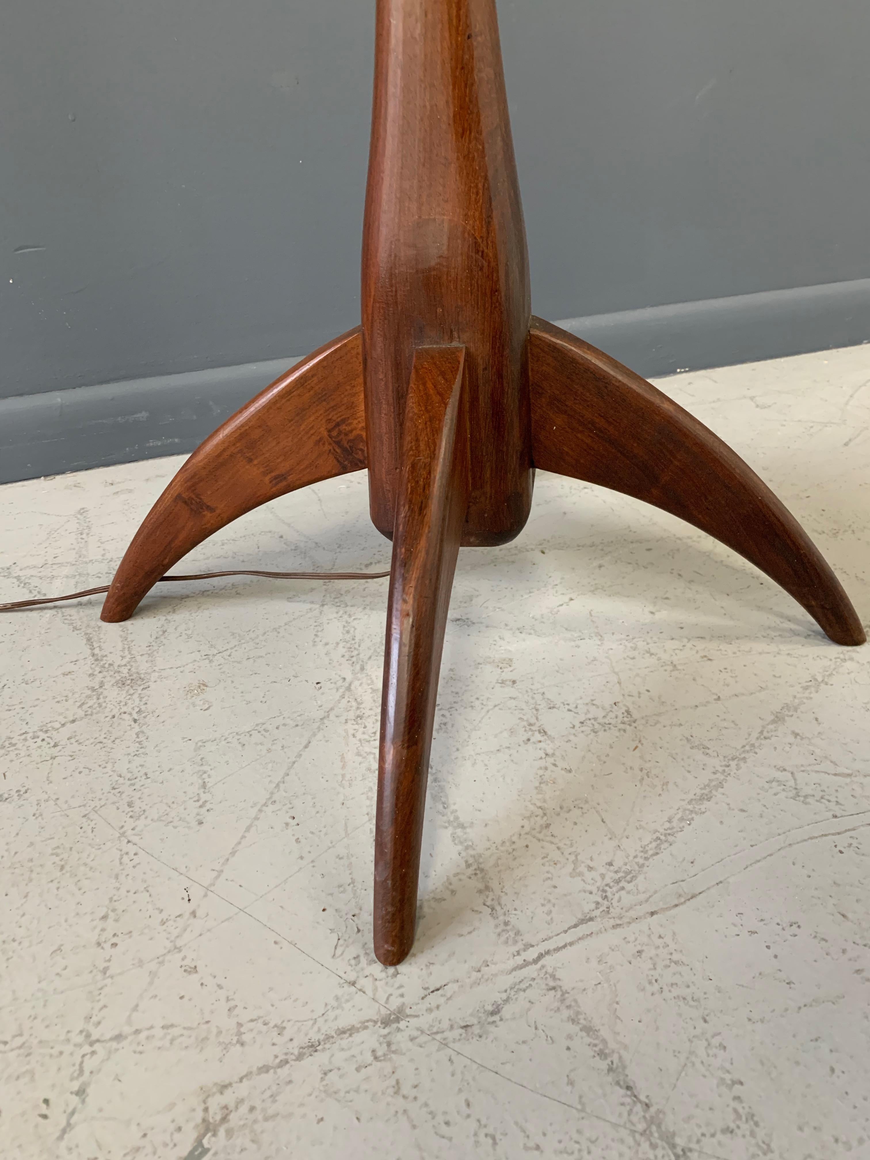 Walnut Studio Hand Carved Floor Lamp in The Style of Philip Lloyd Powell For Sale 2