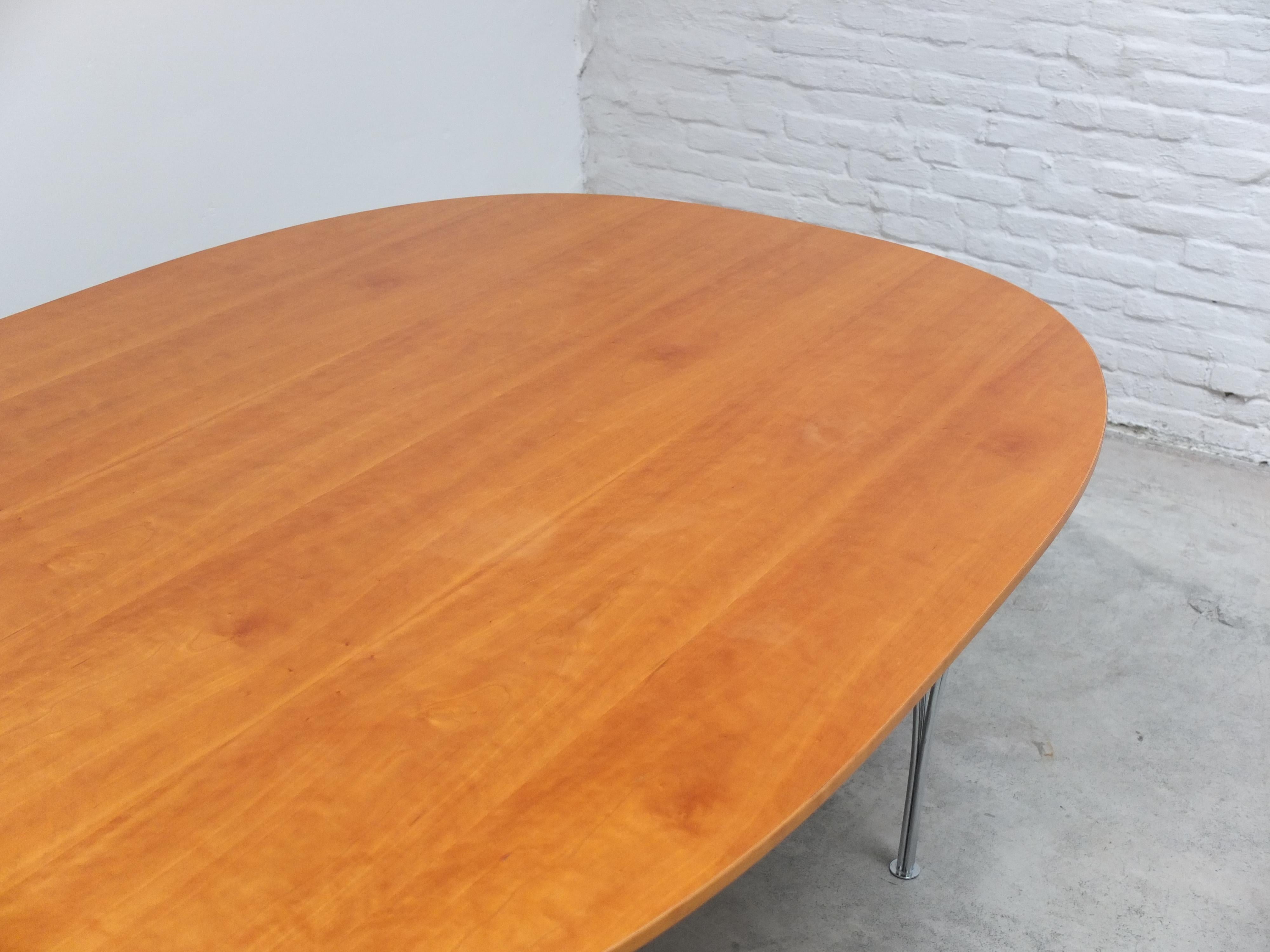 Metal Walnut 'Superellipse' Table by Piet Hein & Bruno Mathsson for Fritz Hansen, 1967 For Sale