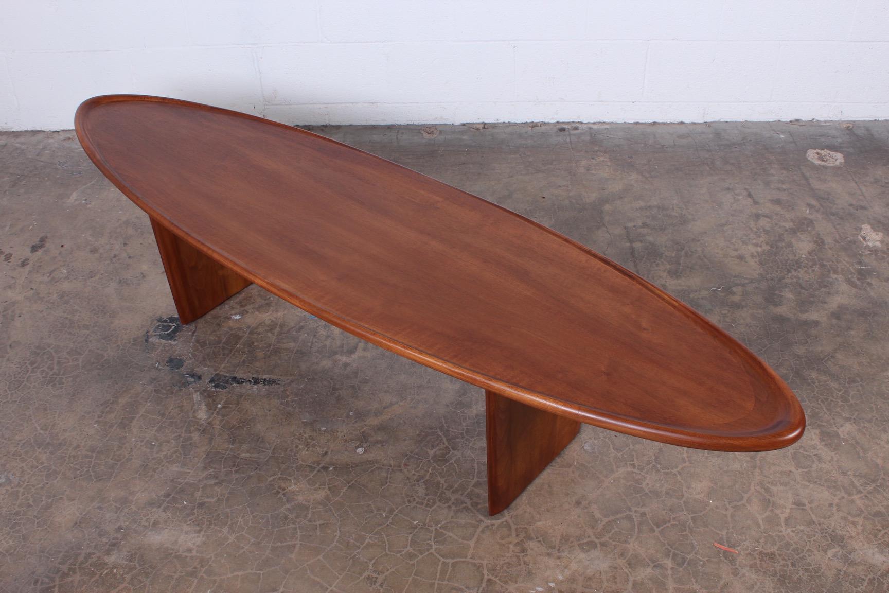 Walnut Surfboard Coffee Table by T.H. Robsjohn-Gibbings 3