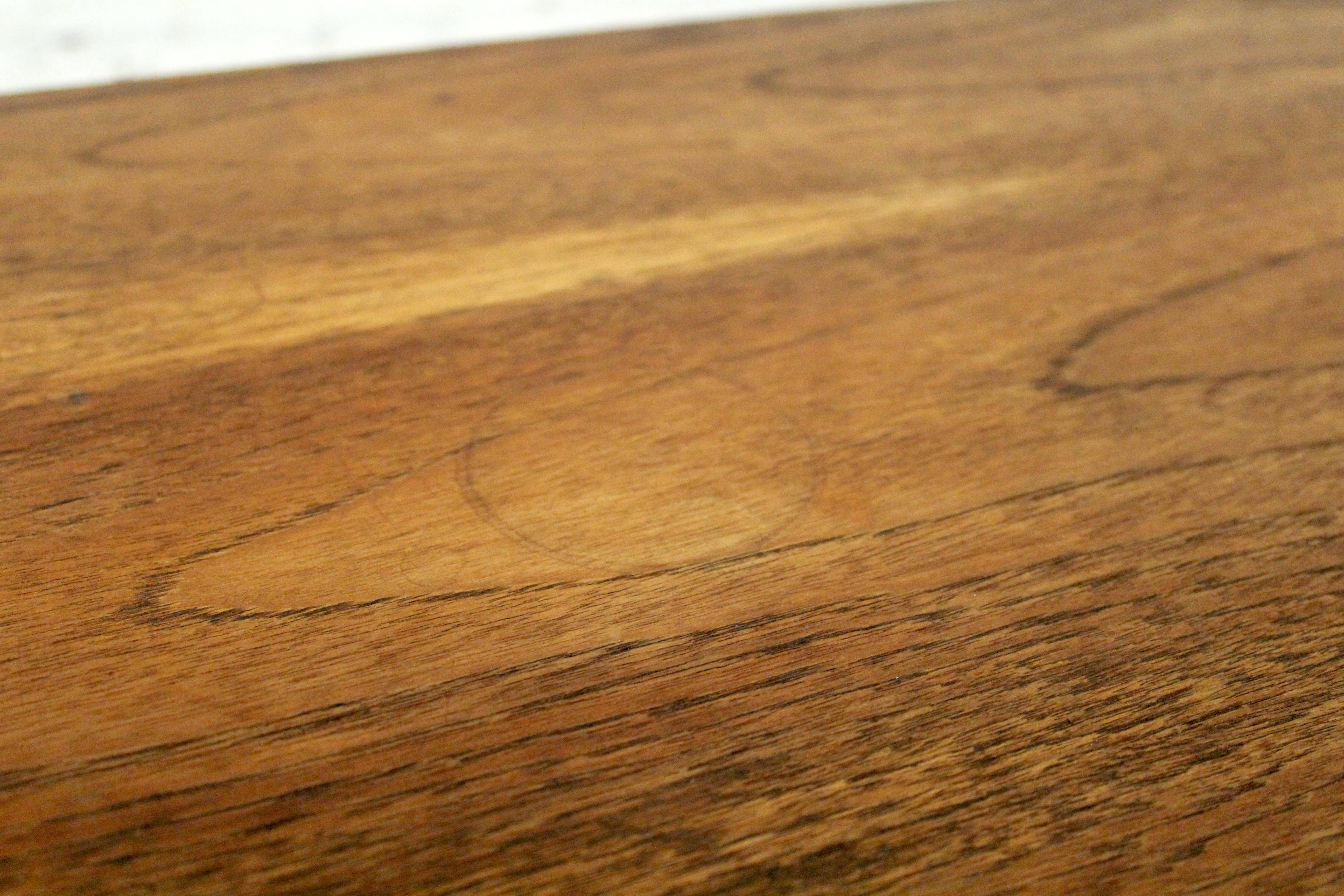 American Walnut Surfboard Coffee Table with Spindled Shelf For Sale