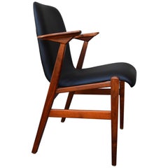 Walnut Svegards Markaryd Restored Desk/Armchair in Black Vinyl