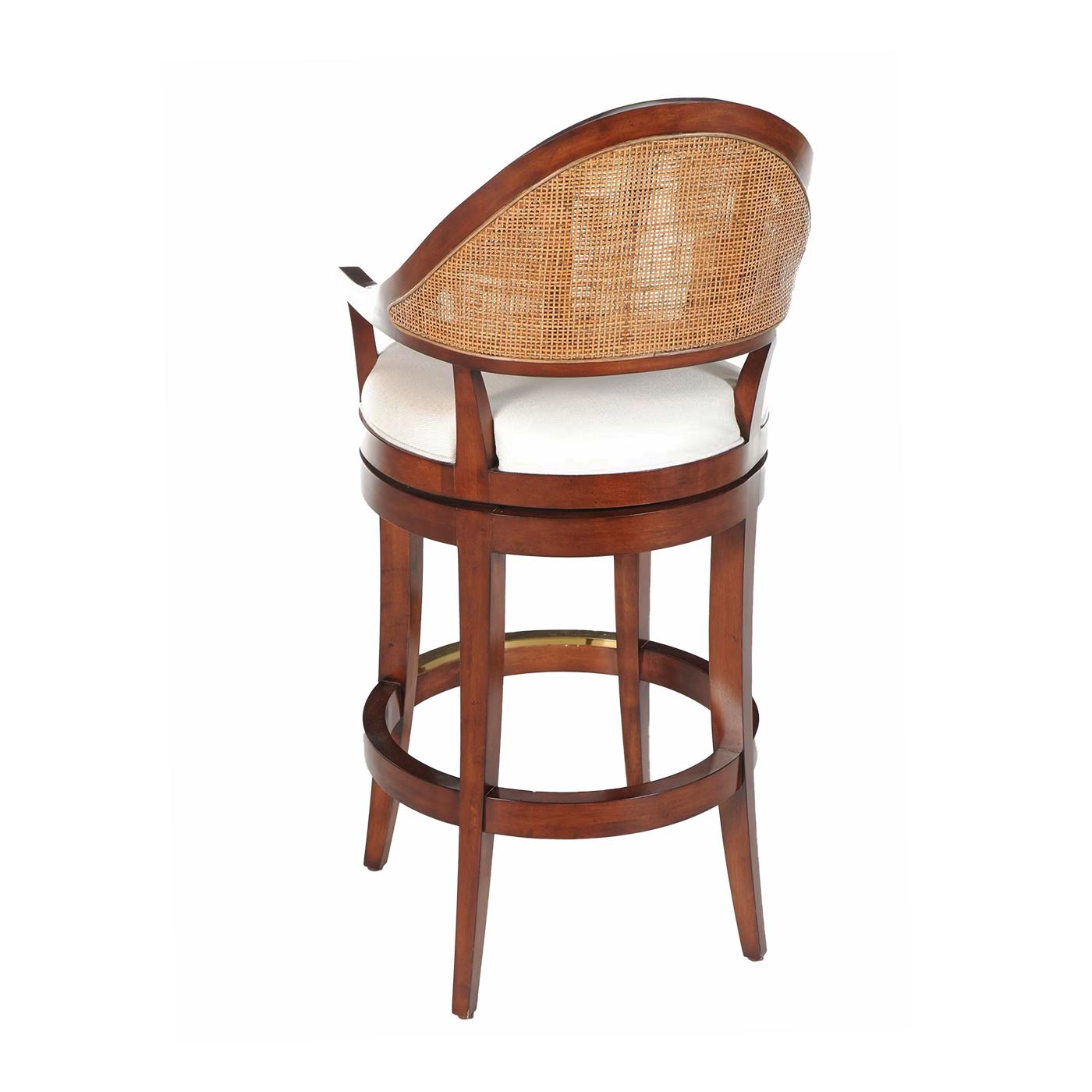 Modern Walnut Swivel Bar Stool For Sale