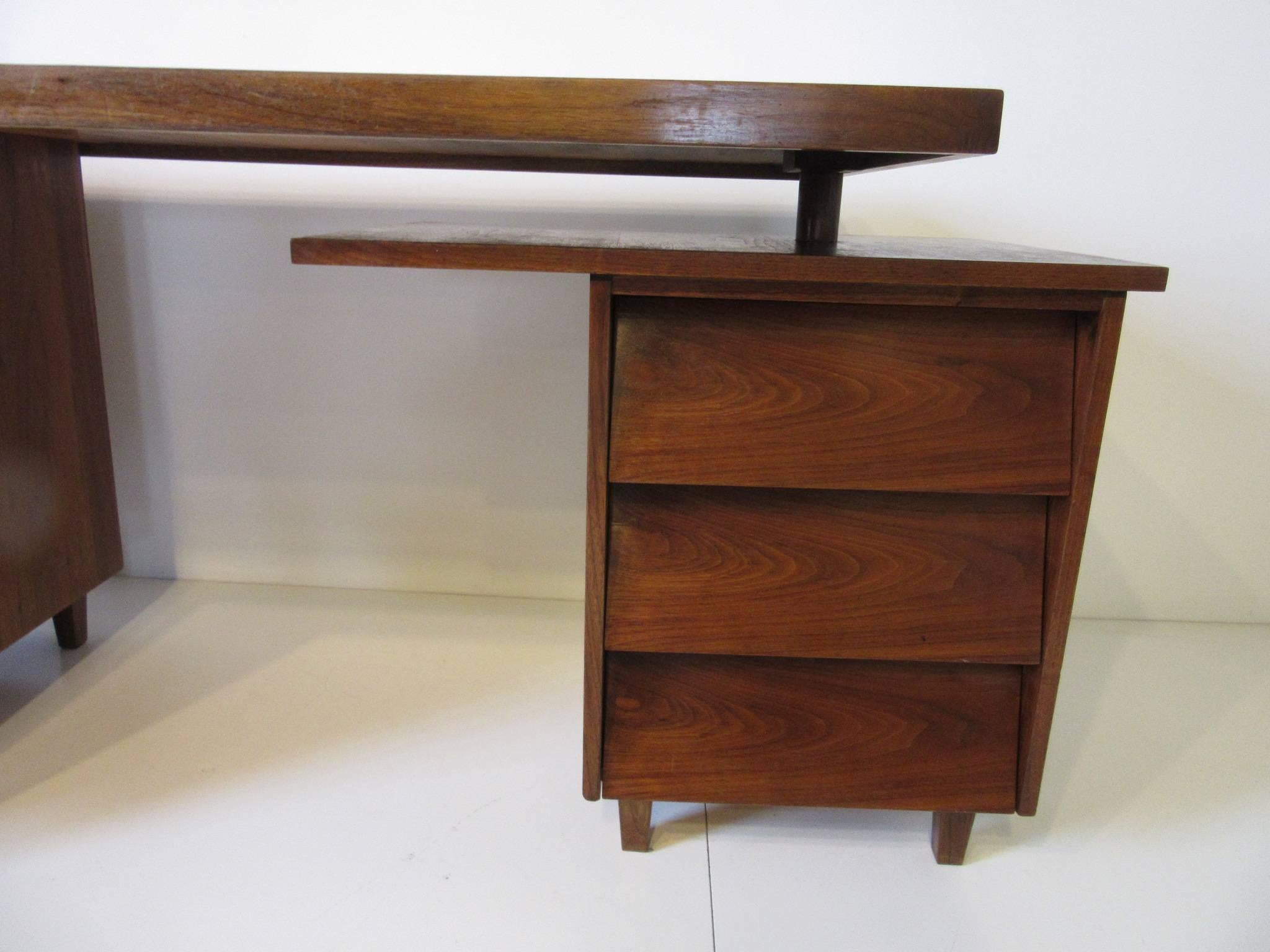 Walnut Swivel Desk in the Style of Nakashima 2