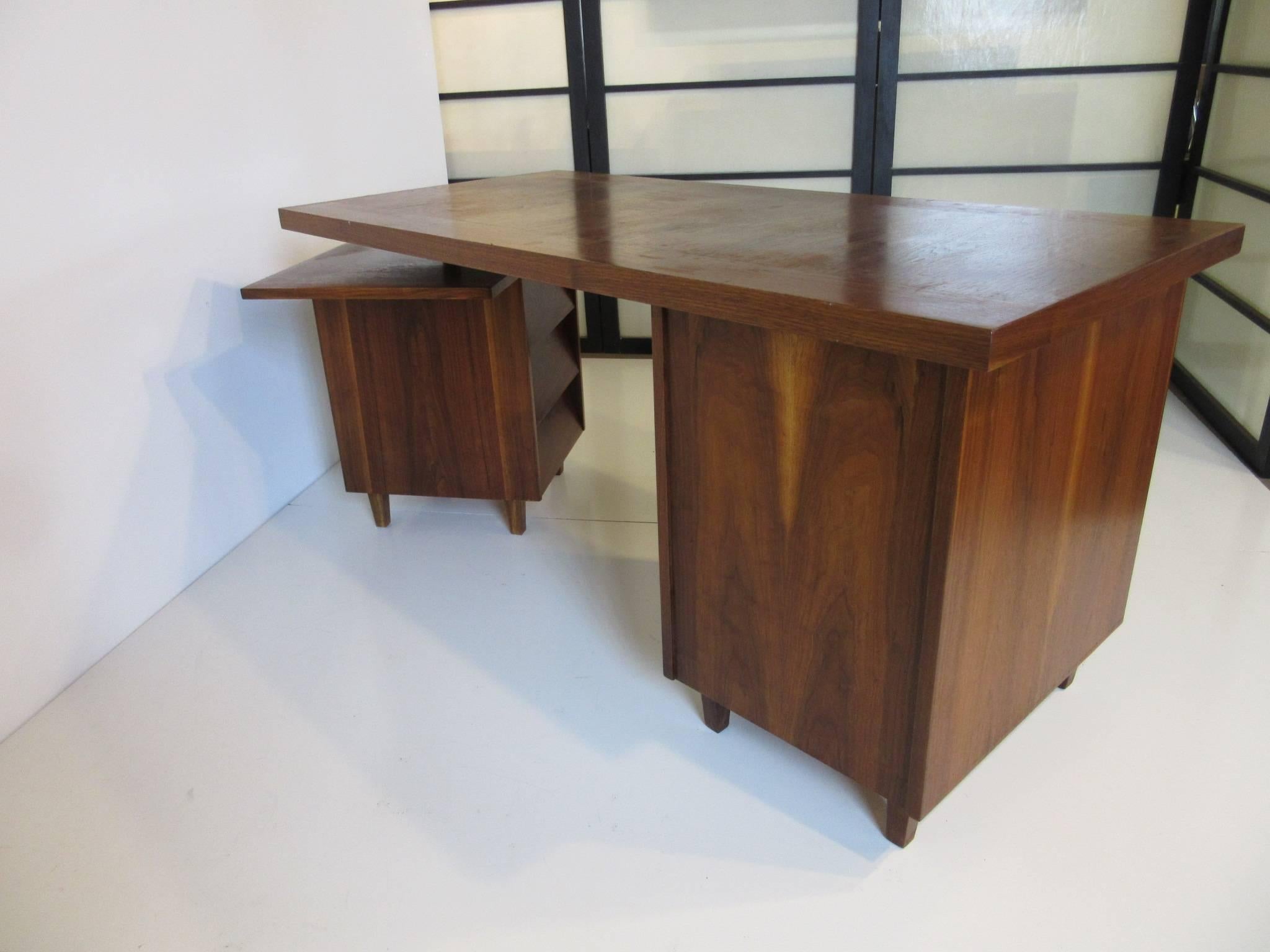 Walnut Swivel Desk in the Style of Nakashima 3