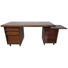 Walnut Swivel Desk in the Style of Nakashima