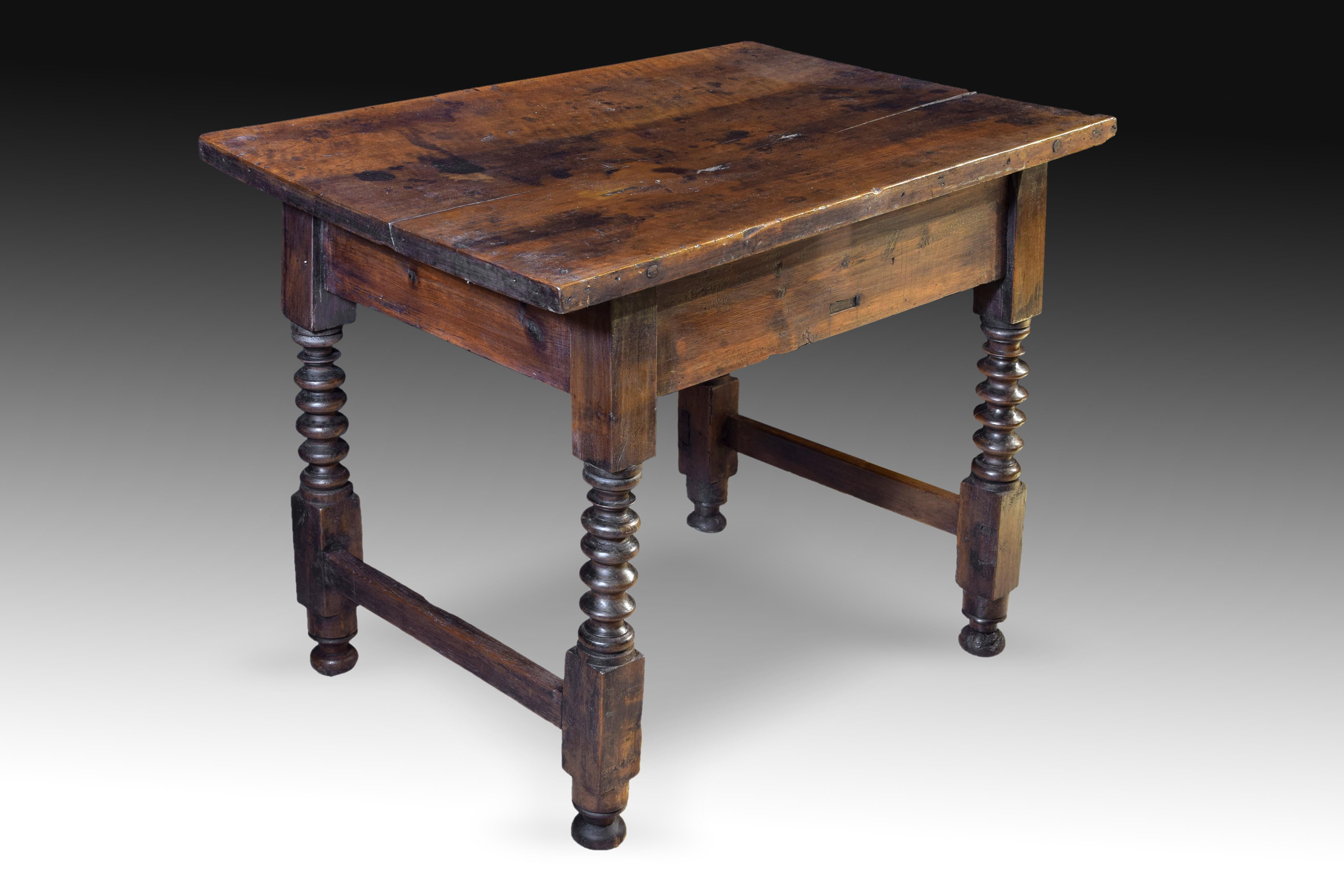 Baroque Walnut Table, 17th Century For Sale