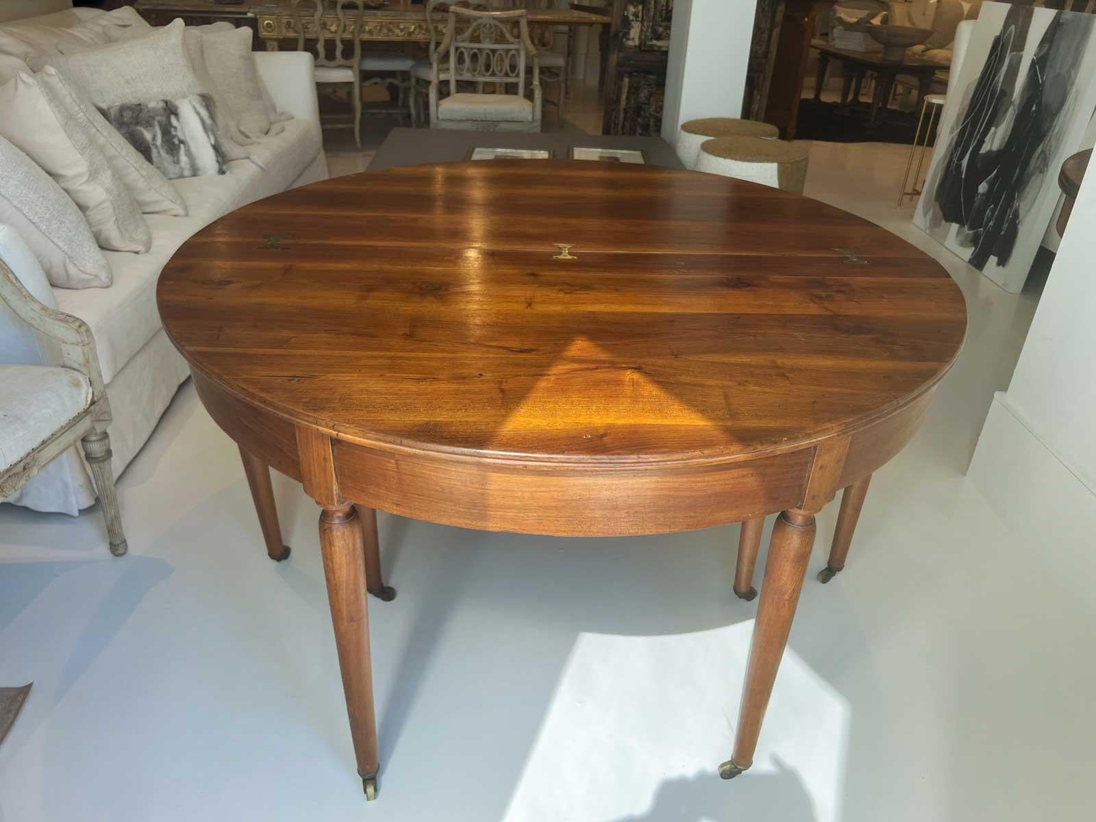 Walnut Table, 19th Century, French Dining or Demilune For Sale 7