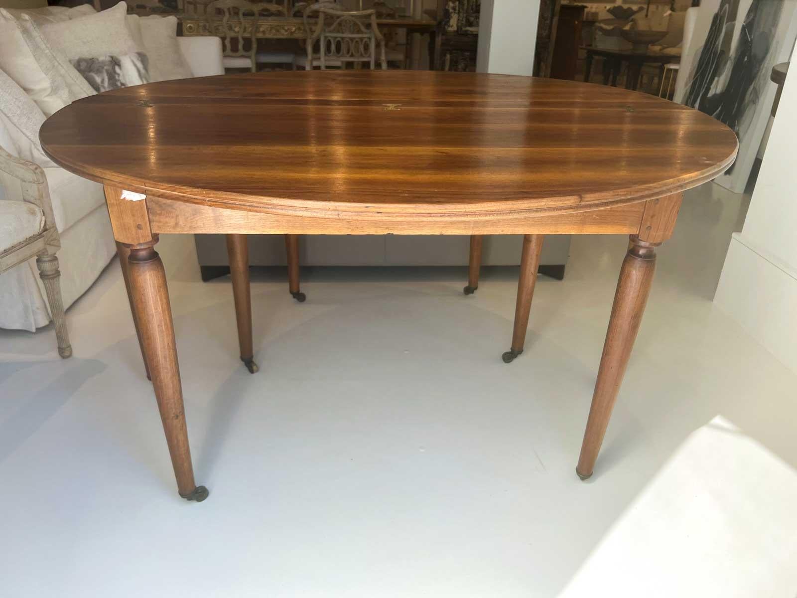 Walnut Table, 19th Century, French Dining or Demilune For Sale 8
