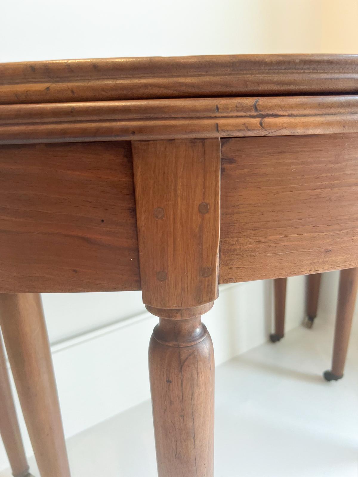Walnut Table, 19th Century, French Dining or Demilune For Sale 10