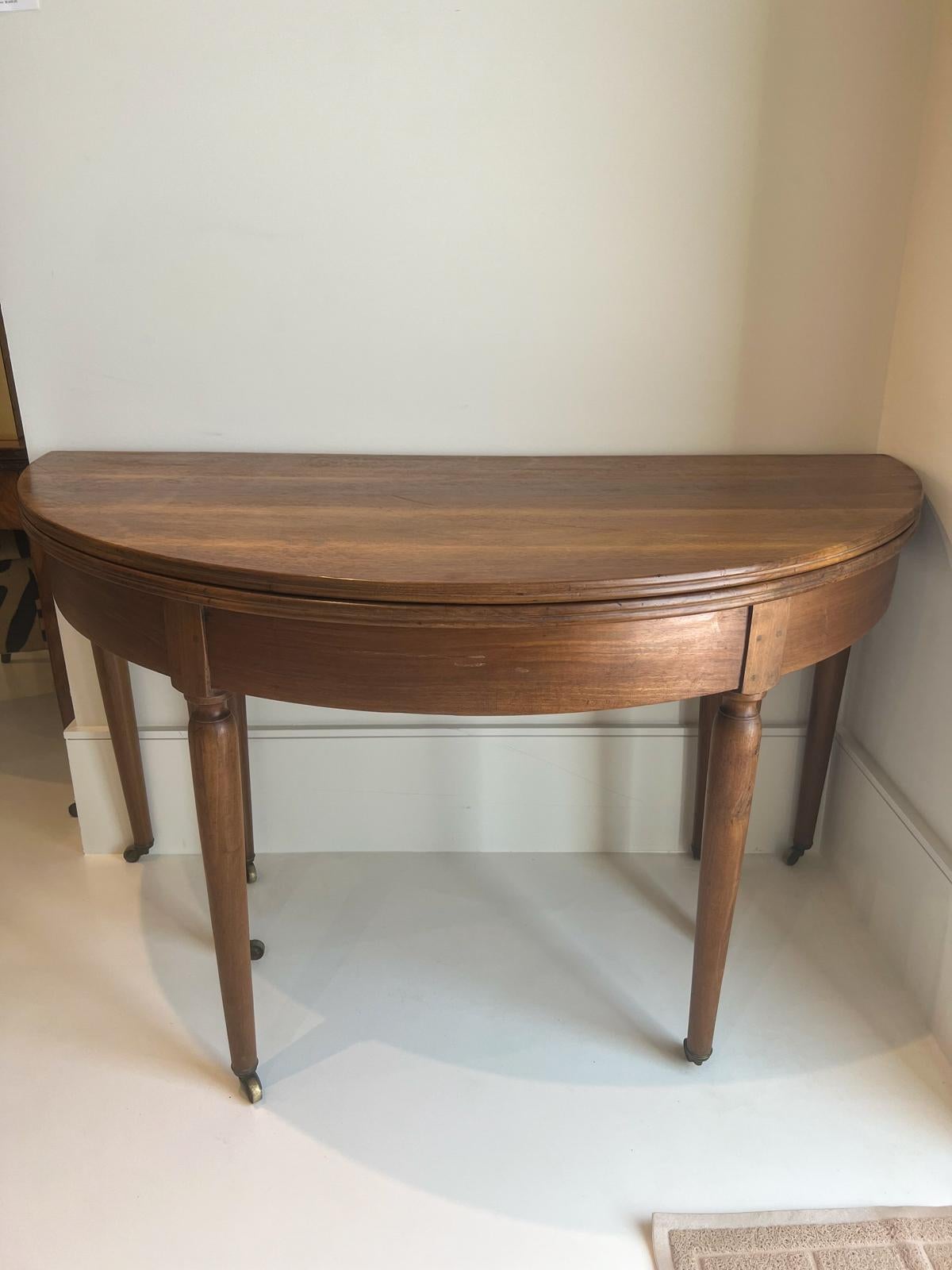 Walnut Table, 19th Century, French Dining or Demilune For Sale 4