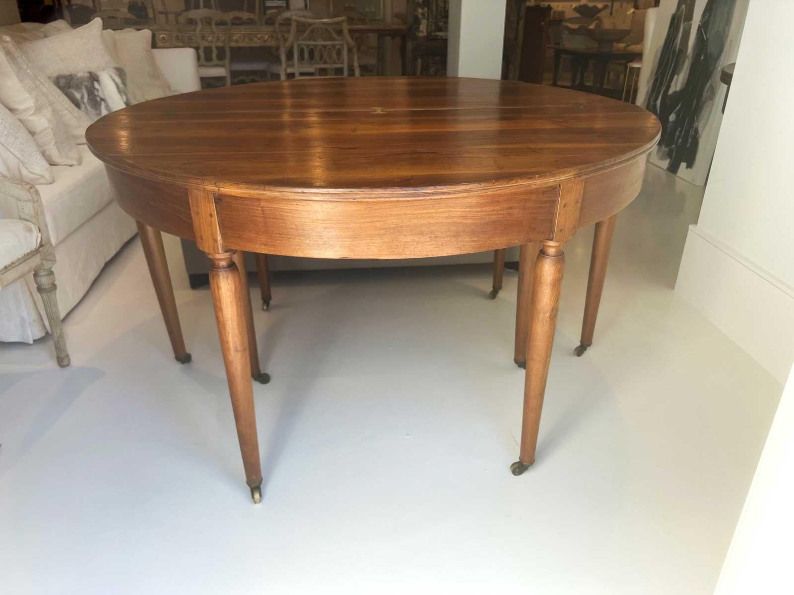 Walnut Table, 19th Century, French Dining or Demilune For Sale 6