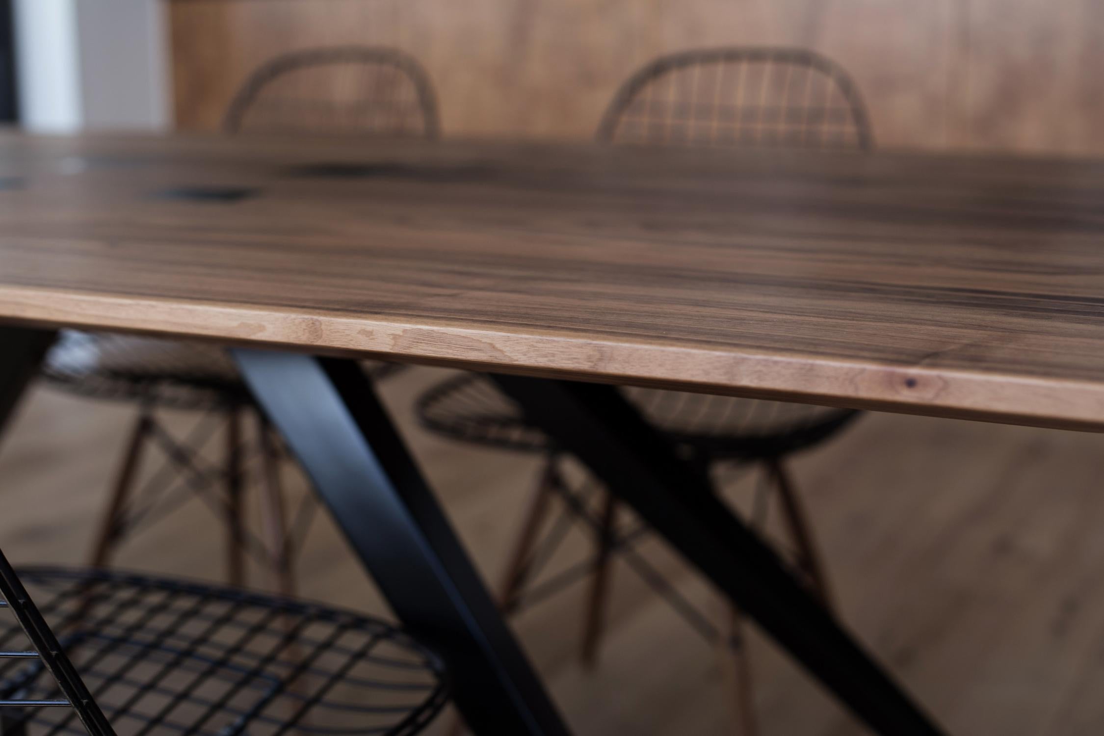 Walnut Table Bevel Edge Industrial Design For Sale 2