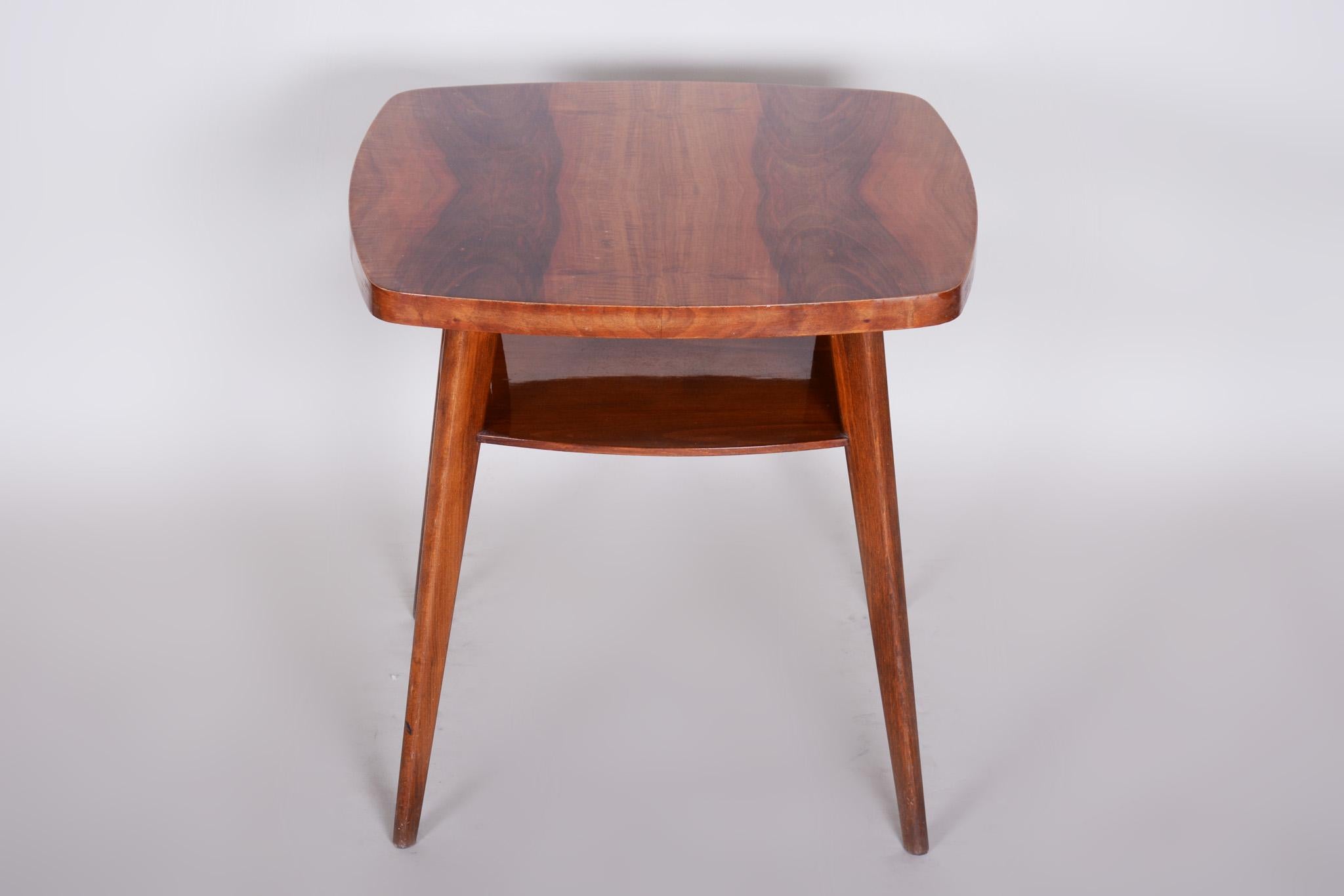 Mid-Century Modern Walnut Table, Czech Midcentury, Preserved Original Condition, 1950s For Sale