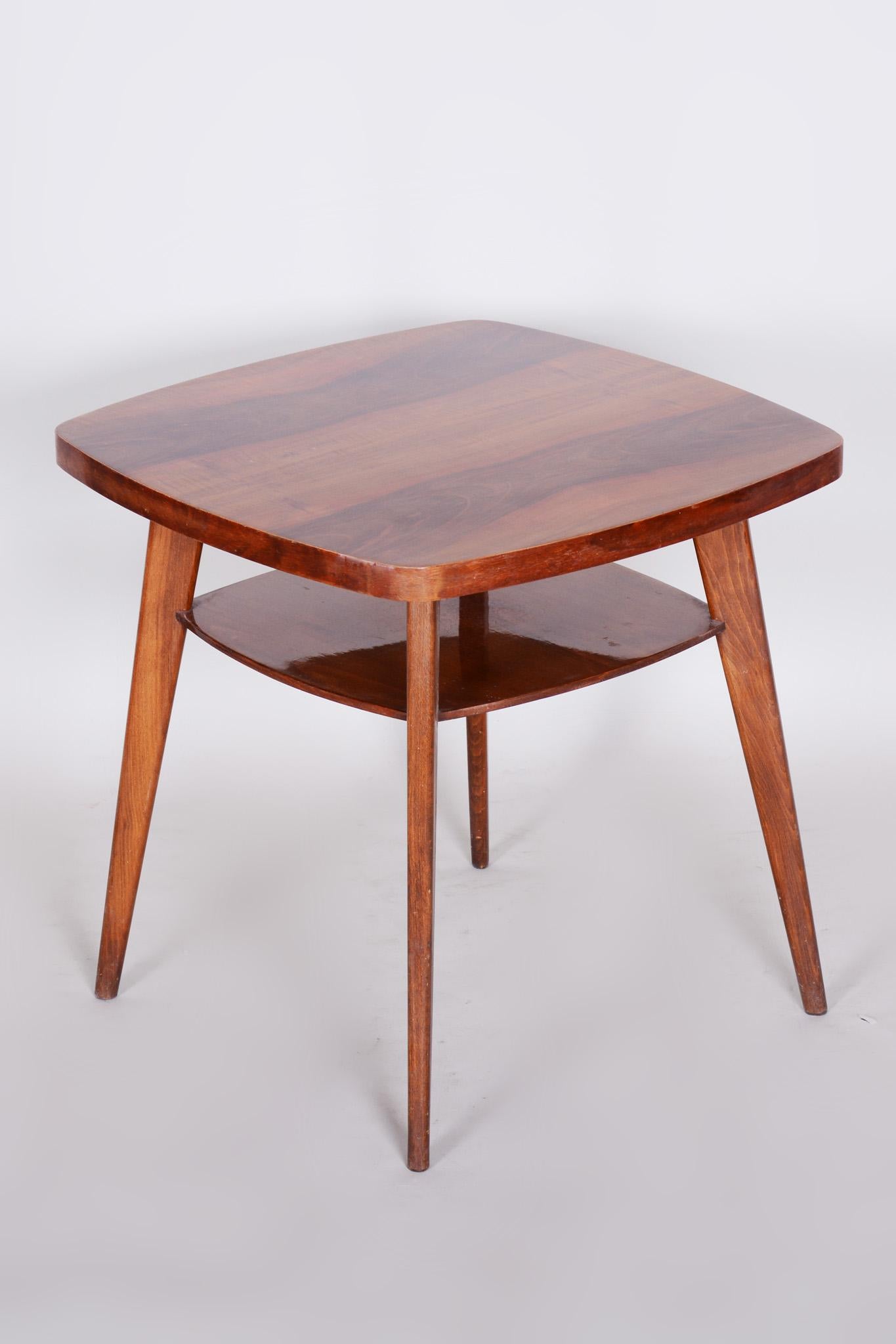 Mid-20th Century Walnut Table, Czech Midcentury, Preserved Original Condition, 1950s For Sale
