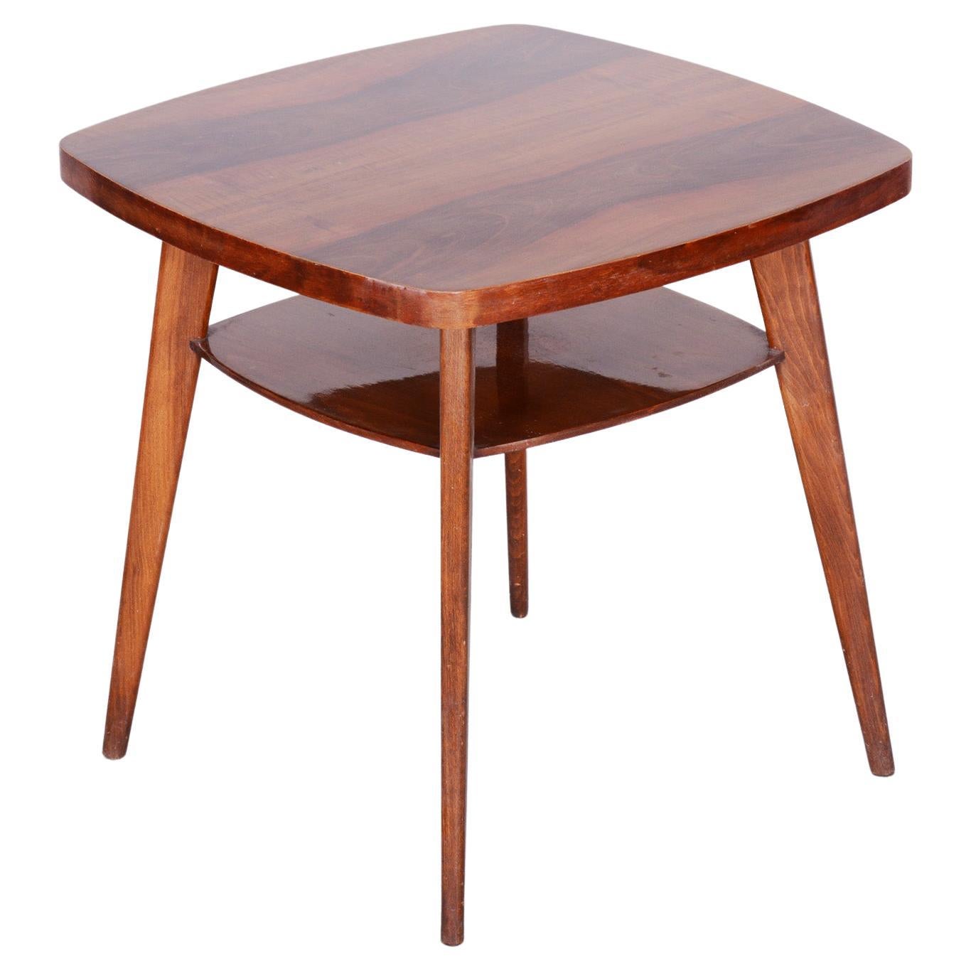 Walnut Table, Czech Midcentury, Preserved Original Condition, 1950s For Sale
