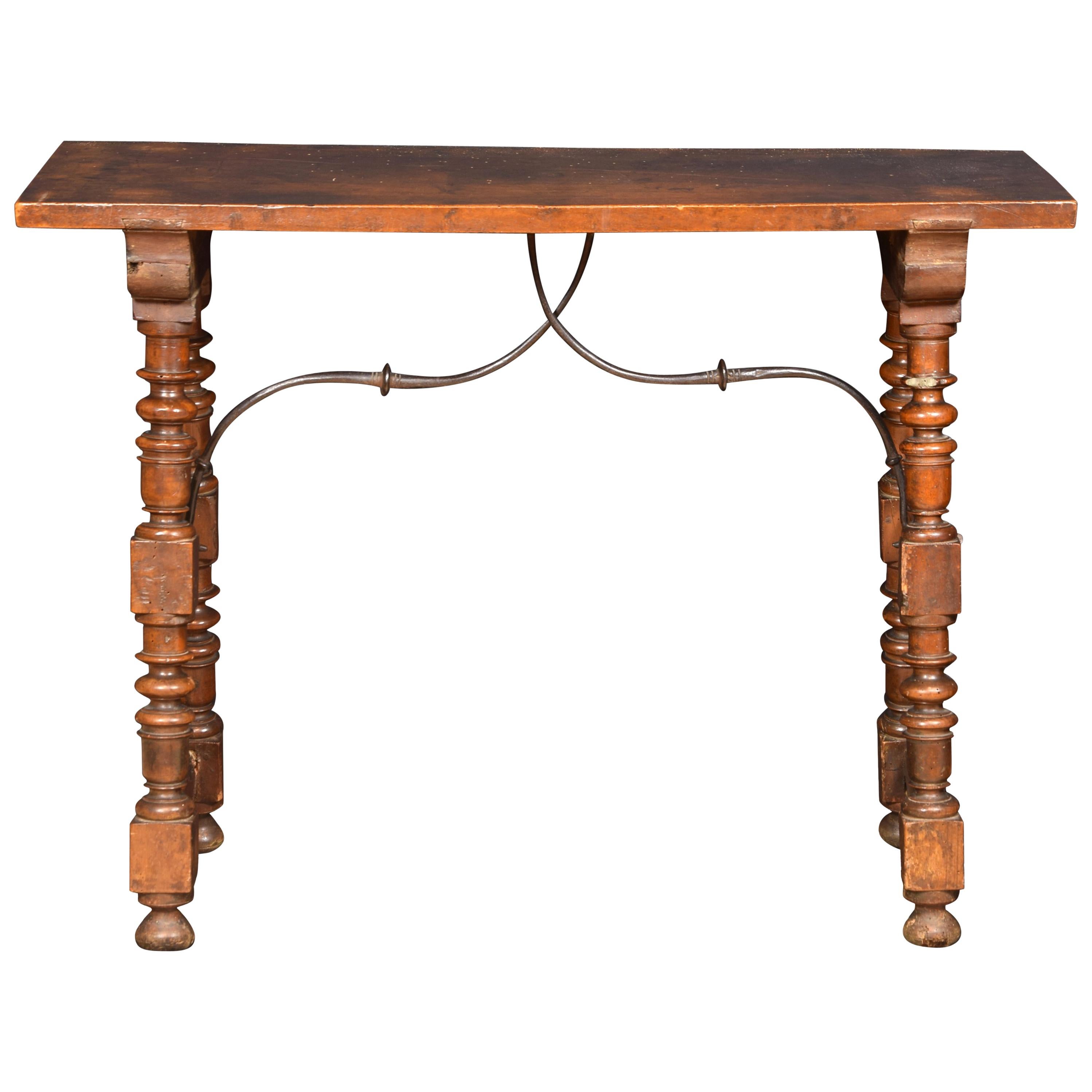 Walnut Table for Desk "Bargueño", Walnut, Metal, 17th Century