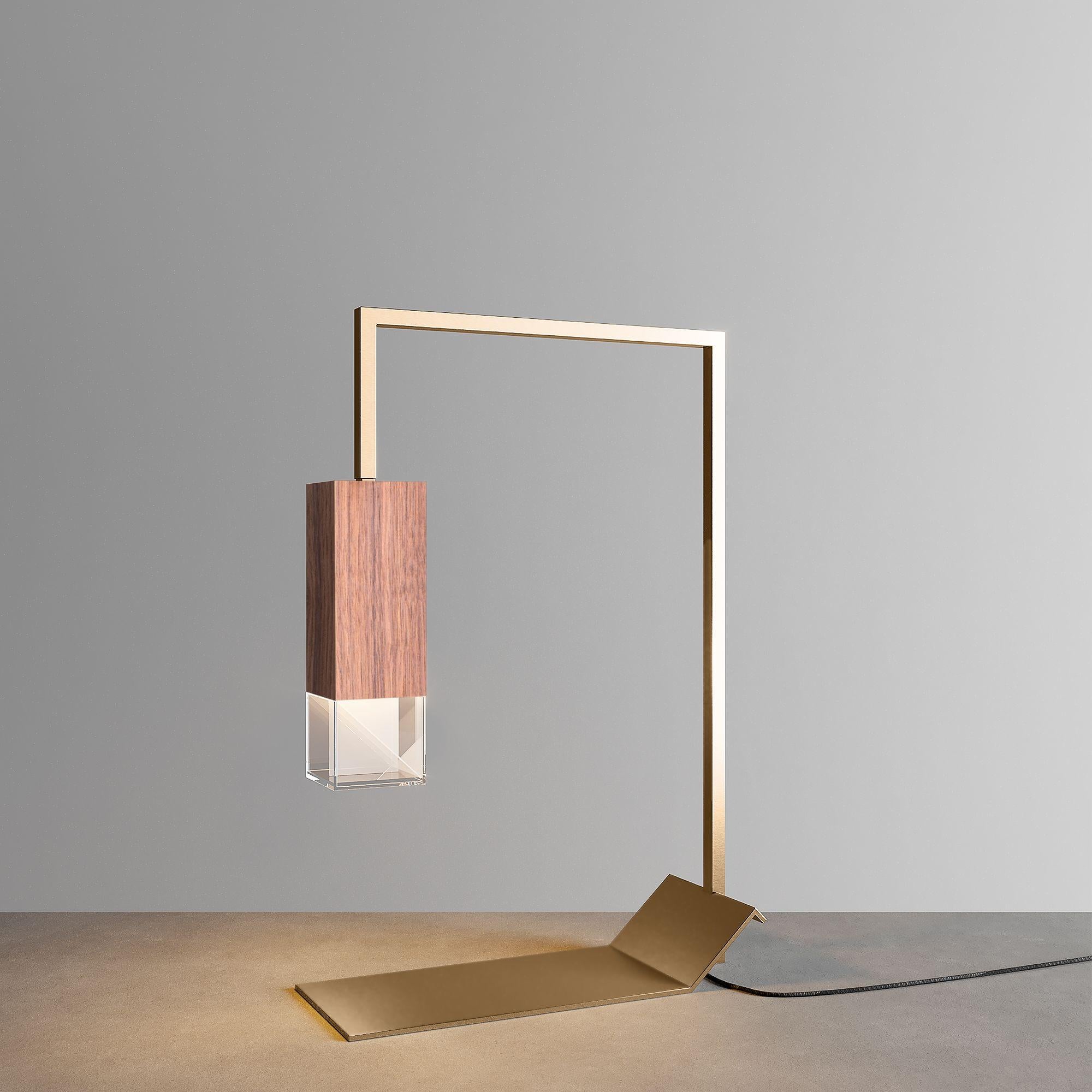 Walnut table lamp two collection by Formaminima
Dimensions: W 10 x D 25 x H 40 cm
Materials: Walnut, Brass

All our lamps can be wired according to each country. If sold to the USA it will be wired for the USA for instance

Handcrafted solid