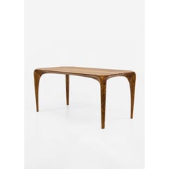 Unique French Walnut Dining Table Spline Hand-Carved and Signed by Maxime Goléo