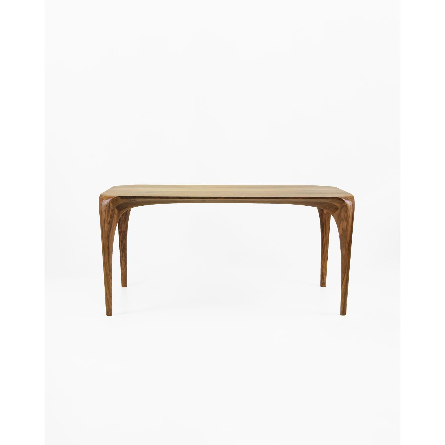 Other Unique French Walnut Dining Table Spline Hand-Carved and Signed by Maxime Goléo For Sale